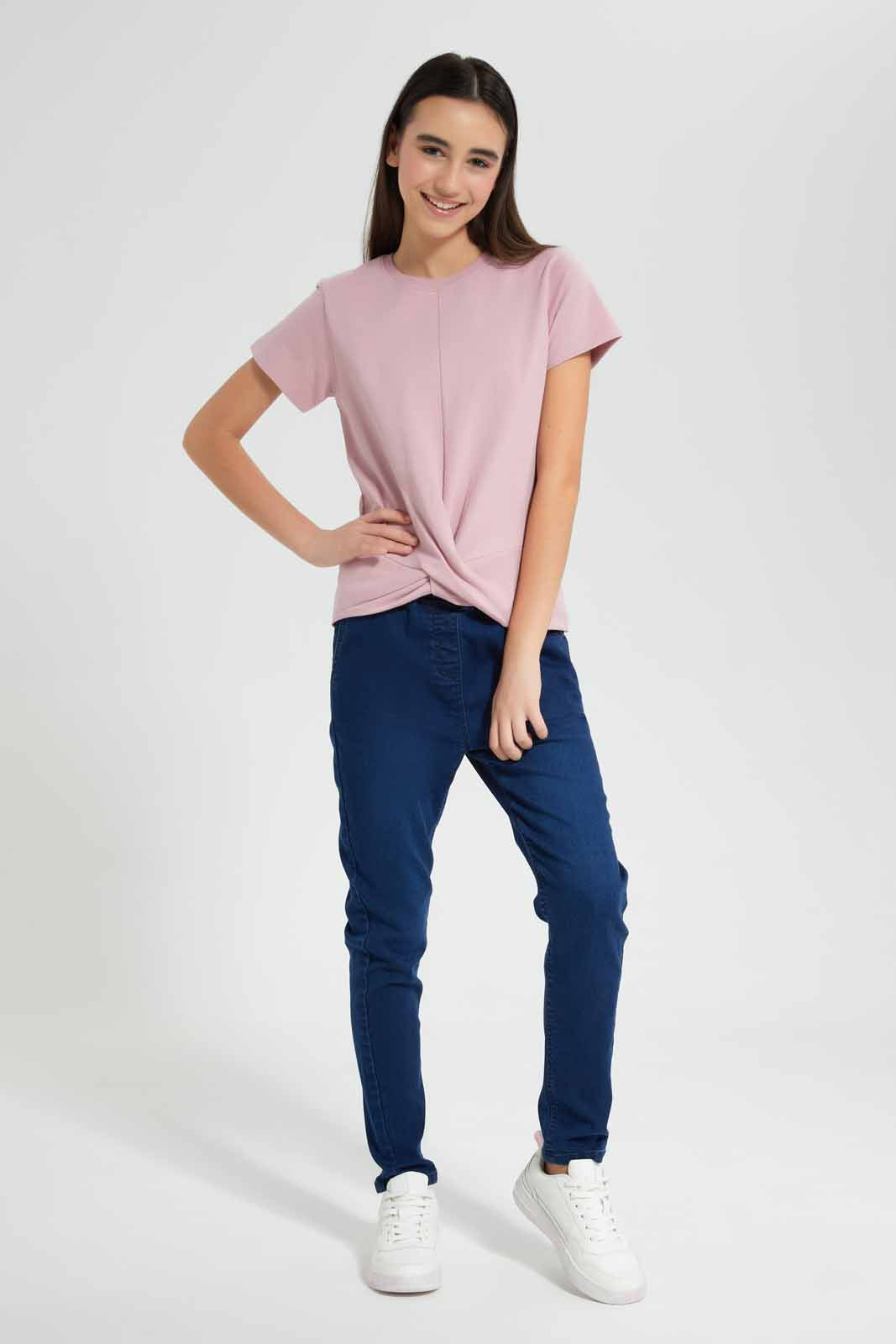Redtag-Pink-Front-Tie-Top-Category:Blouses,-Colour:Apricot,-Deals:New-In,-Filter:Senior-Girls-(9-to-14-Yrs),-GSR-Blouses,-New-In-GSR-APL,-Non-Sale,-Section:Girls-(0-to-14Yrs),-VLM,-W22O-Senior-Girls-9 to 14 Years