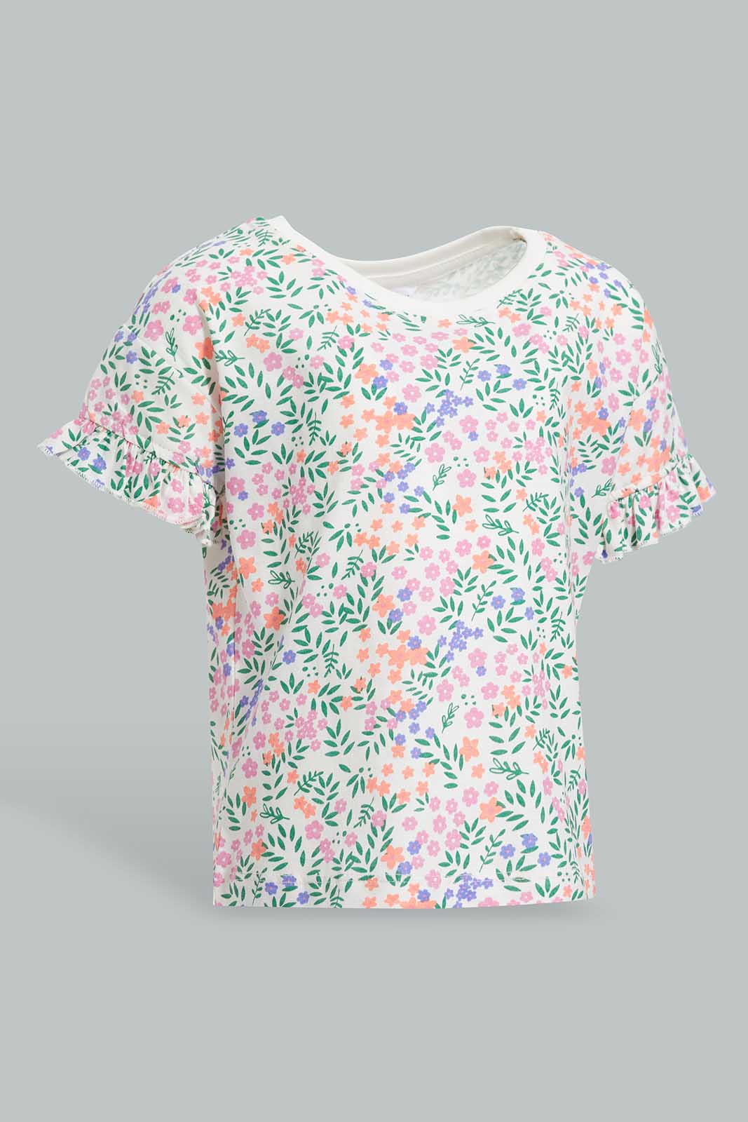Redtag-Off-White-AOP-Drop-Shoulder-T-Shirt-Category:T-Shirts,-Colour:Cream,-Deals:New-In,-Filter:Infant-Girls-(3-to-24-Mths),-ING-T-Shirts,-New-In-ING-APL,-Non-Sale,-Section:Girls-(0-to-14Yrs),-W22O-Infant-Girls-3 to 24 Months