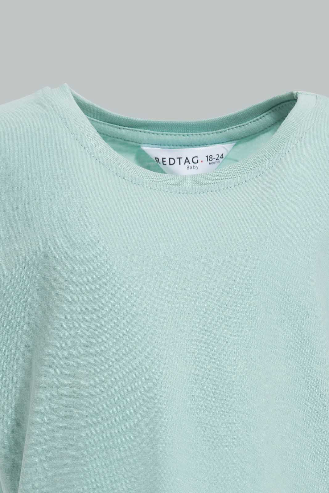 Redtag-Green-Solid-Drop-Shoulder-T-Shirt-Category:T-Shirts,-Colour:Green,-Deals:New-In,-Filter:Infant-Girls-(3-to-24-Mths),-ING-T-Shirts,-New-In-ING-APL,-Non-Sale,-Section:Girls-(0-to-14Yrs),-W22O-Infant-Girls-3 to 24 Months
