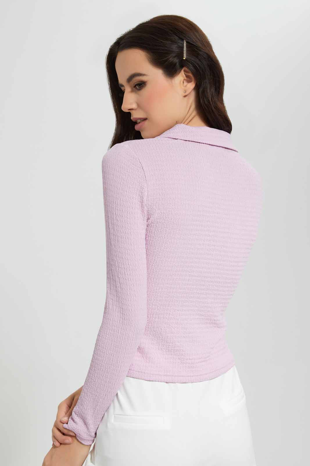 Redtag-Pink-Ruched-Collared-Shirt-Category:Tops,-Colour:Lavender,-Deals:New-In,-FF,-Filter:Women's-Clothing,-New-In-Women-APL,-Non-Sale,-Section:Women,-W22O,-Women-Tops-Women's-