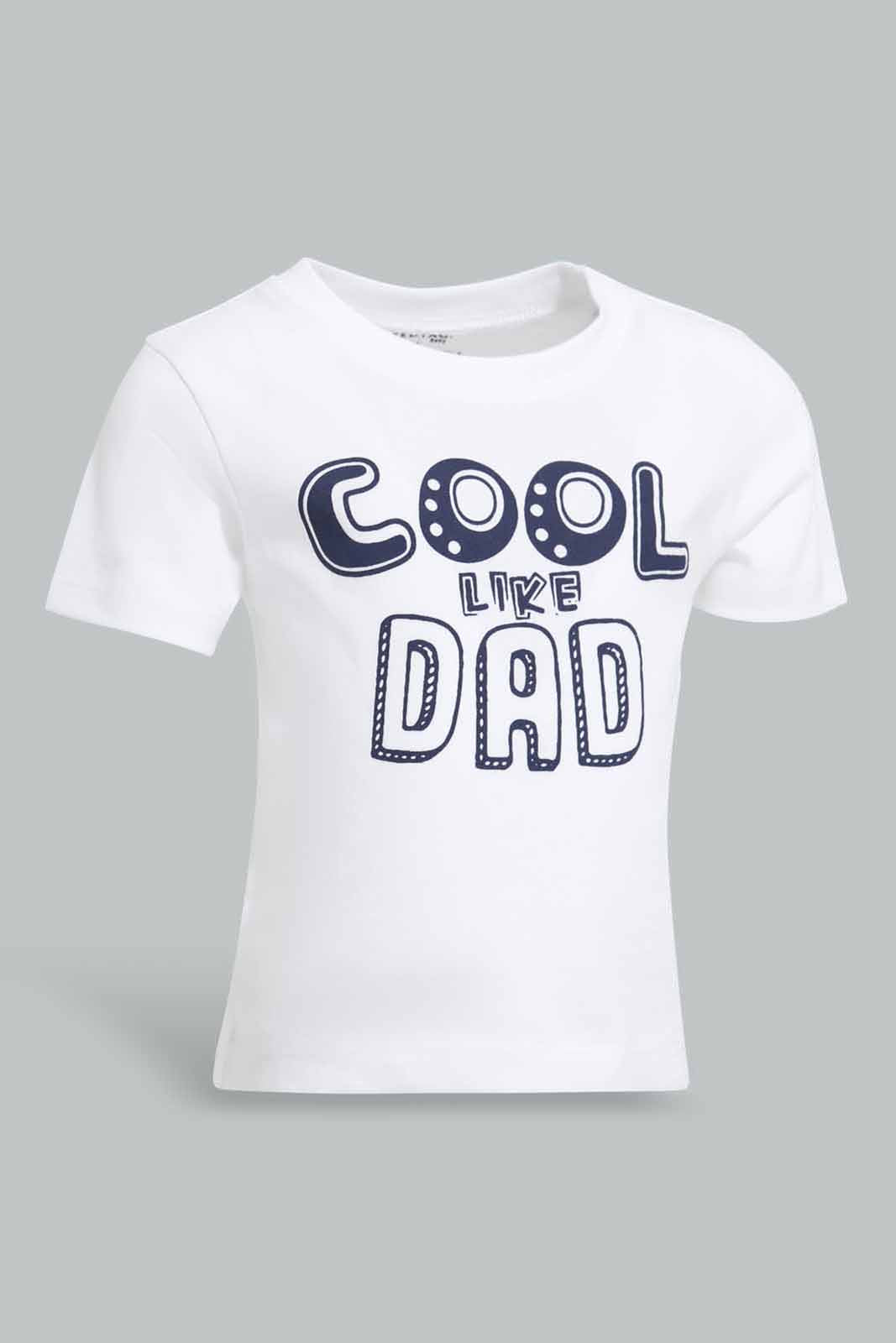 Redtag-Grey-Cool-Like-Dad-Short-Sleeve-Tshirt-Category:T-Shirts,-Colour:Grey,-Deals:New-In,-Filter:Infant-Boys-(3-to-24-Mths),-INB-T-Shirts,-New-In-INB-APL,-Non-Sale,-Section:Boys-(0-to-14Yrs),-TBL,-W22A-Infant-Boys-3 to 24 Months