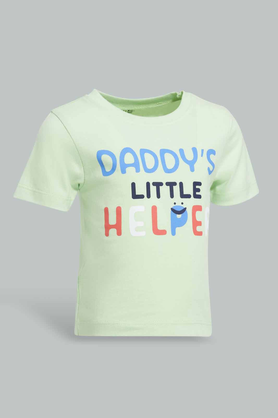 Redtag-White-Daddy-Little-Helper-Short-Sleeve-Tshirt-Category:T-Shirts,-Colour:White,-Deals:New-In,-Filter:Infant-Boys-(3-to-24-Mths),-INB-T-Shirts,-New-In-INB-APL,-Non-Sale,-Section:Boys-(0-to-14Yrs),-TBL,-W22A-Infant-Boys-3 to 24 Months