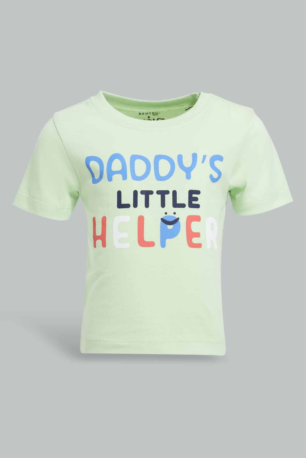 Redtag-White-Daddy-Little-Helper-Short-Sleeve-Tshirt-Category:T-Shirts,-Colour:White,-Deals:New-In,-Filter:Infant-Boys-(3-to-24-Mths),-INB-T-Shirts,-New-In-INB-APL,-Non-Sale,-Section:Boys-(0-to-14Yrs),-TBL,-W22A-Infant-Boys-3 to 24 Months