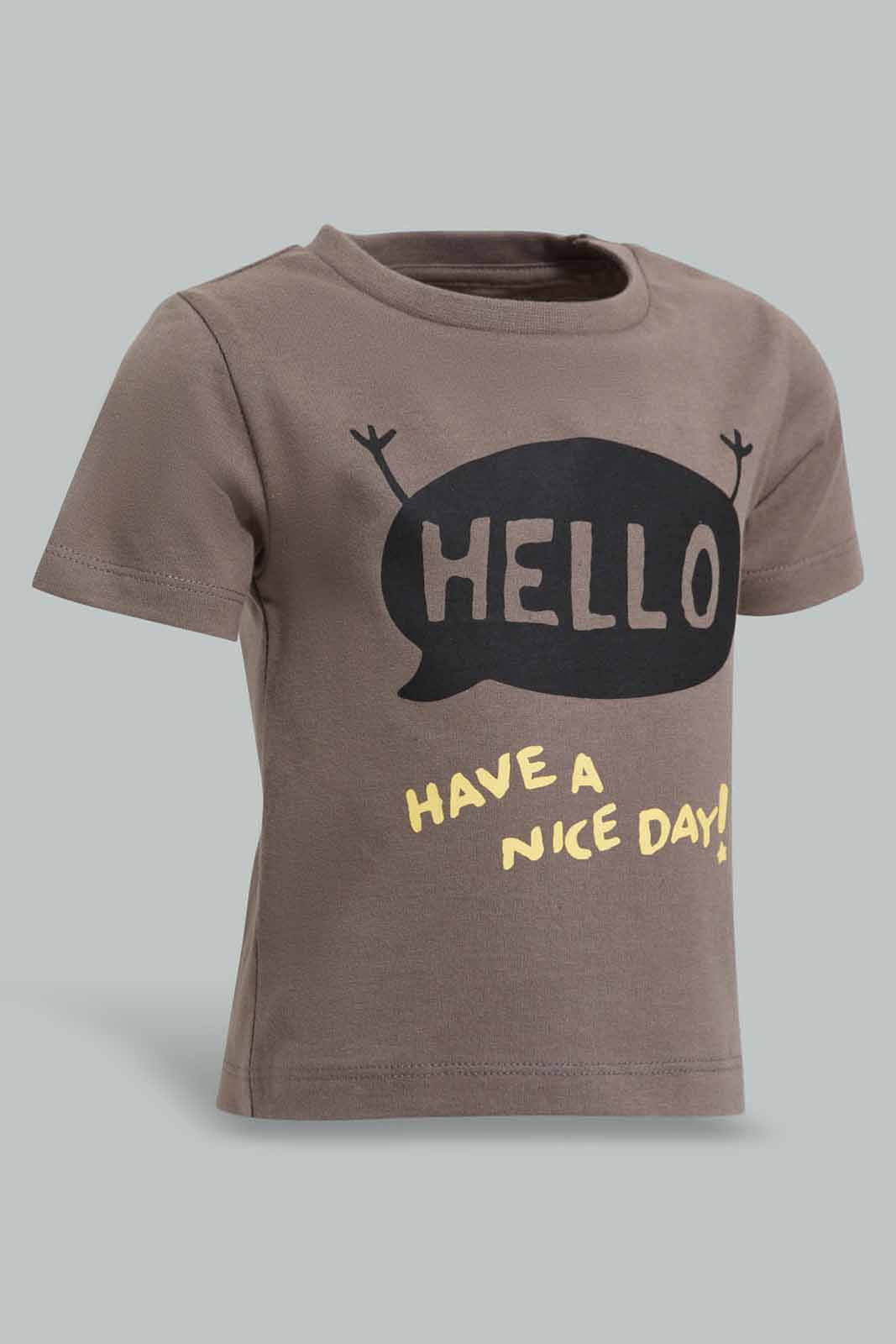 Redtag-Charcoal-Nice-Day-Short-Sleeve-Tshirt-Category:T-Shirts,-Colour:Charcoal,-Deals:New-In,-Filter:Infant-Boys-(3-to-24-Mths),-INB-T-Shirts,-New-In-INB-APL,-Non-Sale,-Section:Boys-(0-to-14Yrs),-TBL,-W22A-Infant-Boys-3 to 24 Months