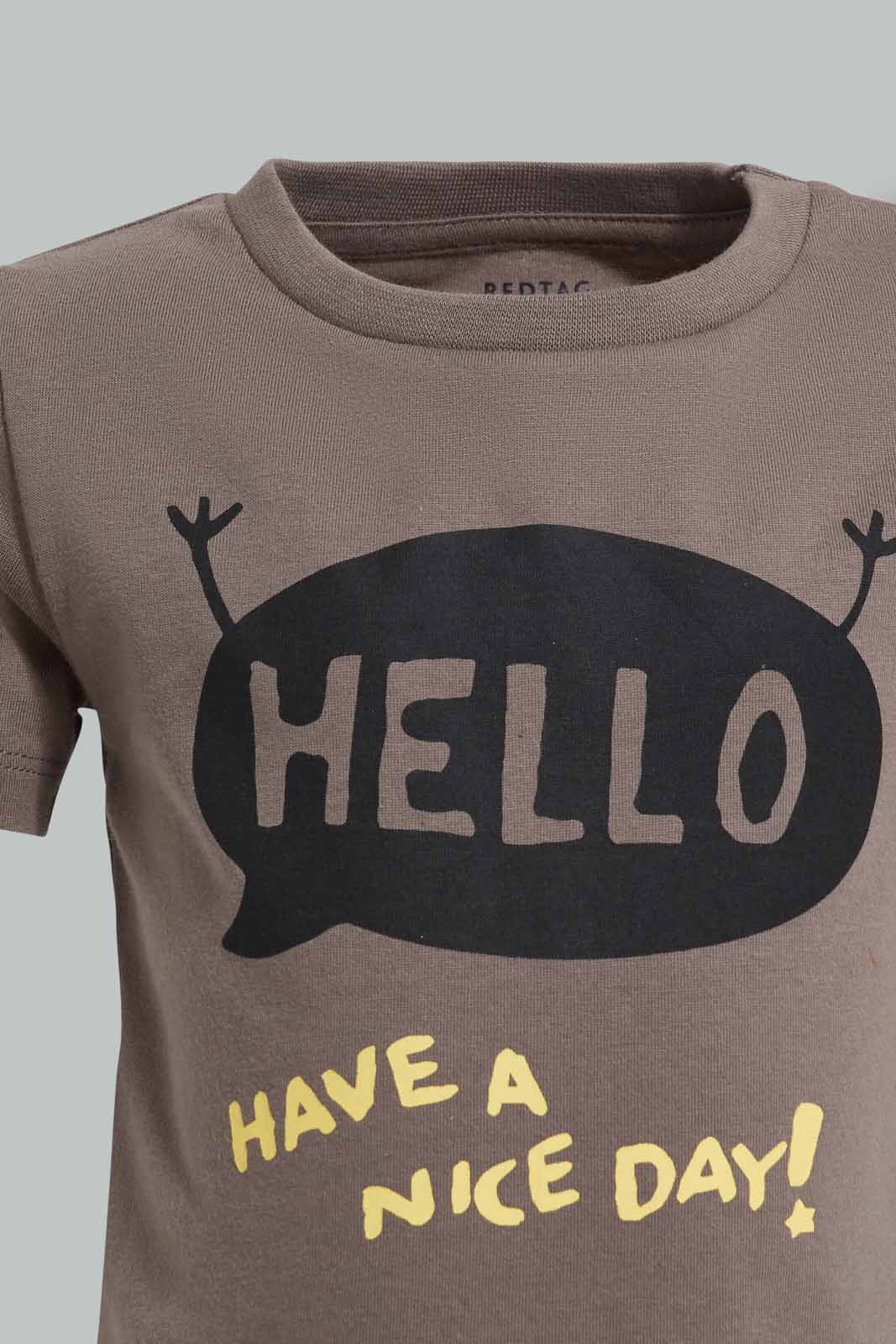 Redtag-Charcoal-Nice-Day-Short-Sleeve-Tshirt-Category:T-Shirts,-Colour:Charcoal,-Deals:New-In,-Filter:Infant-Boys-(3-to-24-Mths),-INB-T-Shirts,-New-In-INB-APL,-Non-Sale,-Section:Boys-(0-to-14Yrs),-TBL,-W22A-Infant-Boys-3 to 24 Months