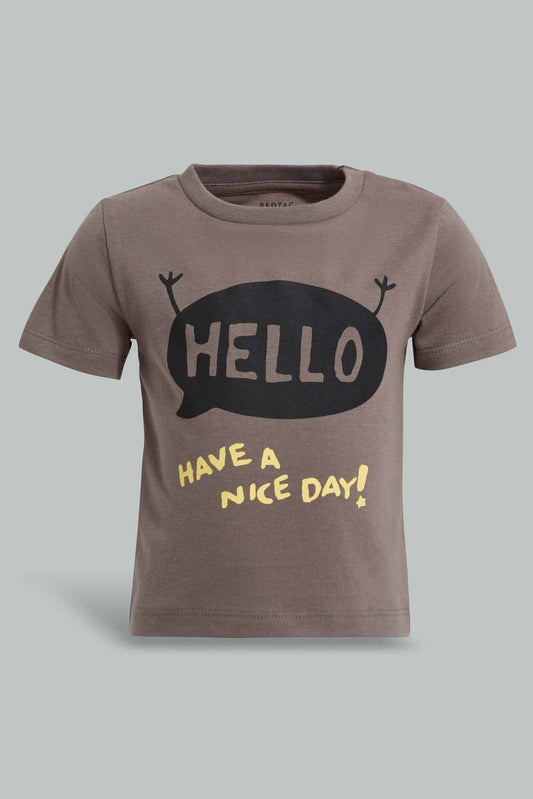 Redtag-Charcoal-Nice-Day-Short-Sleeve-Tshirt-Category:T-Shirts,-Colour:Charcoal,-Deals:New-In,-Filter:Infant-Boys-(3-to-24-Mths),-INB-T-Shirts,-New-In-INB-APL,-Non-Sale,-Section:Boys-(0-to-14Yrs),-TBL,-W22A-Infant-Boys-3 to 24 Months