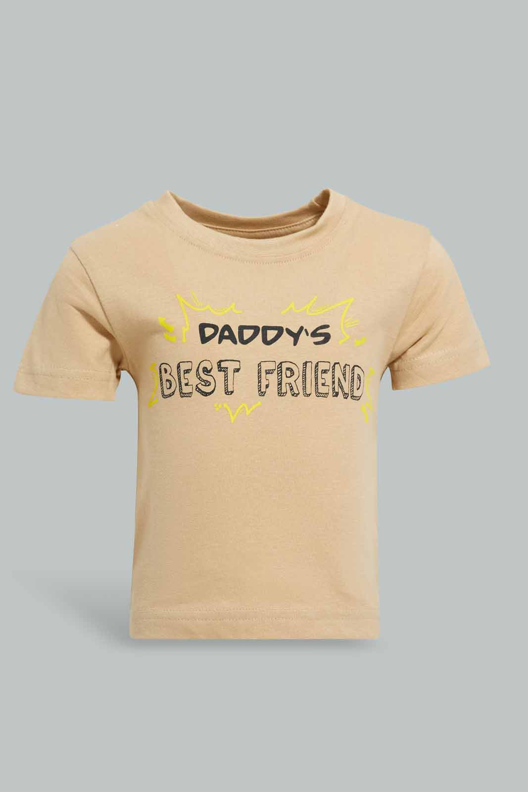 Redtag-Yellow-Daddy-Best-Frnd-Short-Slv-Tshirt-Category:T-Shirts,-Colour:Yellow,-Deals:New-In,-Filter:Infant-Boys-(3-to-24-Mths),-INB-T-Shirts,-New-In-INB-APL,-Non-Sale,-Section:Boys-(0-to-14Yrs),-TBL,-W22A-Infant-Boys-3 to 24 Months