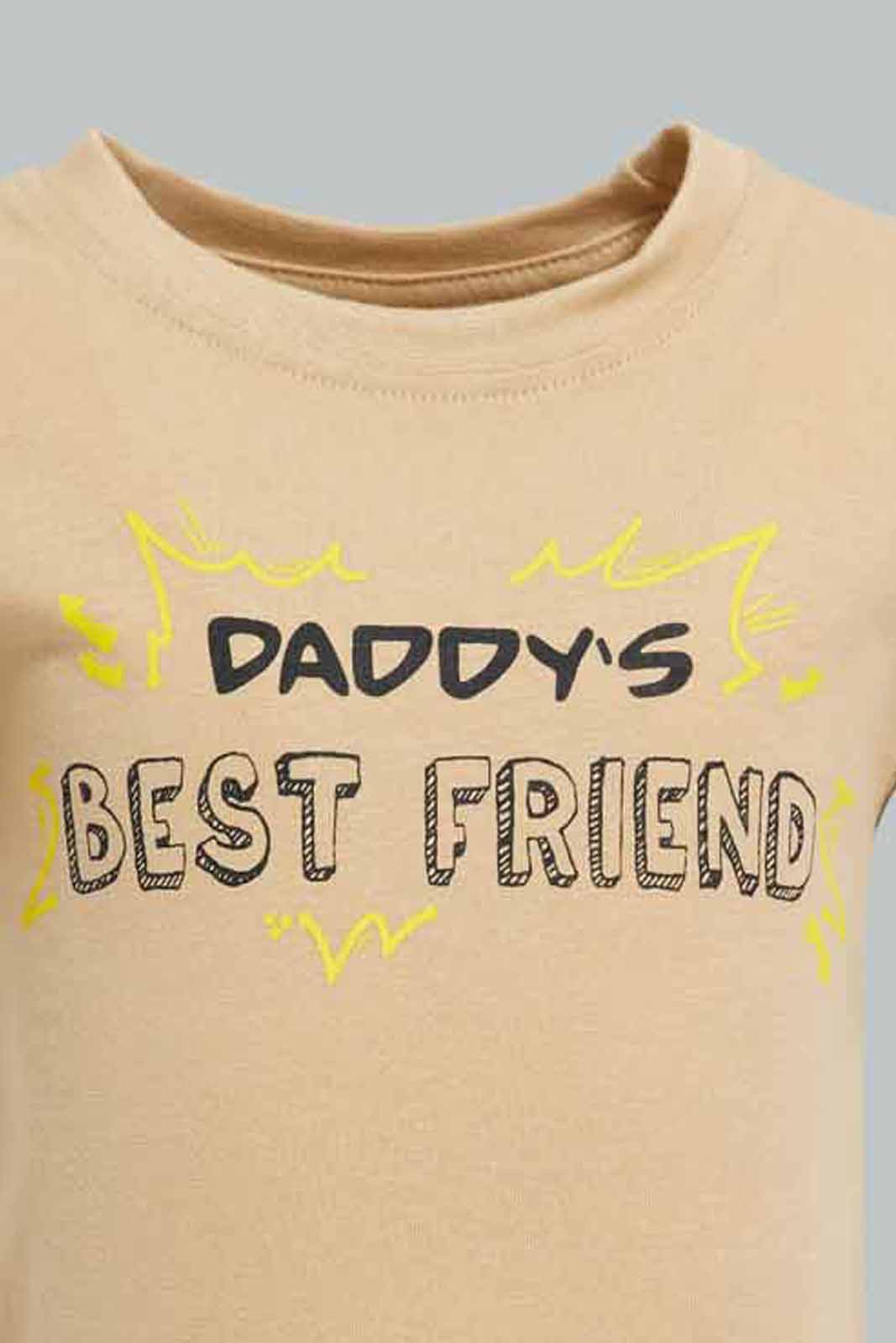 Redtag-Yellow-Daddy-Best-Frnd-Short-Slv-Tshirt-Category:T-Shirts,-Colour:Yellow,-Deals:New-In,-Filter:Infant-Boys-(3-to-24-Mths),-INB-T-Shirts,-New-In-INB-APL,-Non-Sale,-Section:Boys-(0-to-14Yrs),-TBL,-W22A-Infant-Boys-3 to 24 Months