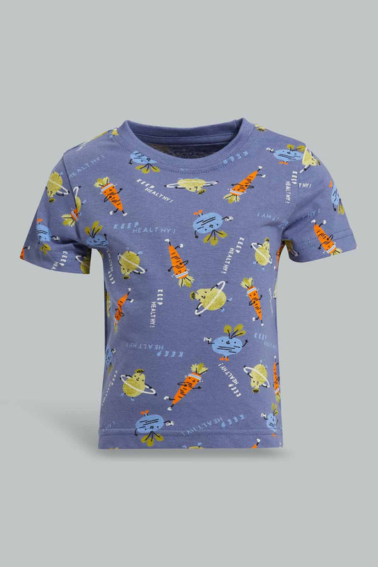 Redtag-Blue-Fruit-Aop-Short-Slv-Tshirt-Category:T-Shirts,-Colour:Ecru,-Deals:New-In,-Filter:Infant-Boys-(3-to-24-Mths),-INB-T-Shirts,-New-In-INB-APL,-Non-Sale,-Section:Boys-(0-to-14Yrs),-TBL,-W22A-Infant-Boys-3 to 24 Months