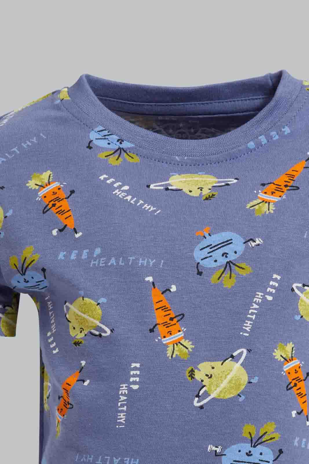 Redtag-Blue-Fruit-Aop-Short-Slv-Tshirt-Category:T-Shirts,-Colour:Ecru,-Deals:New-In,-Filter:Infant-Boys-(3-to-24-Mths),-INB-T-Shirts,-New-In-INB-APL,-Non-Sale,-Section:Boys-(0-to-14Yrs),-TBL,-W22A-Infant-Boys-3 to 24 Months
