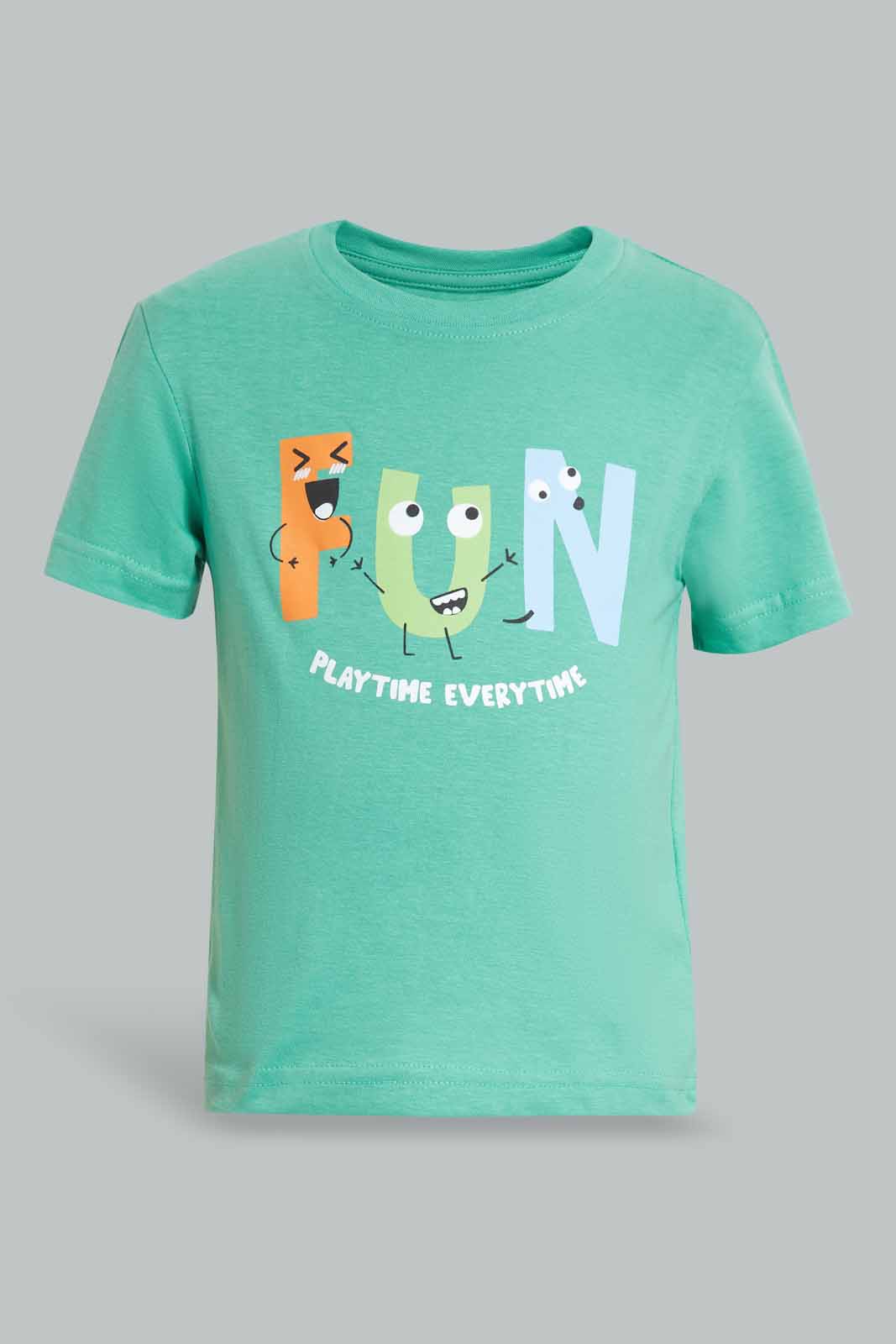 Redtag-Green-Fun-Tshirt-Short-Sleeve-Category:T-Shirts,-Colour:Green,-Deals:New-In,-Filter:Infant-Boys-(3-to-24-Mths),-INB-T-Shirts,-New-In-INB-APL,-Non-Sale,-Section:Boys-(0-to-14Yrs),-TBL,-W22A-Infant-Boys-3 to 24 Months