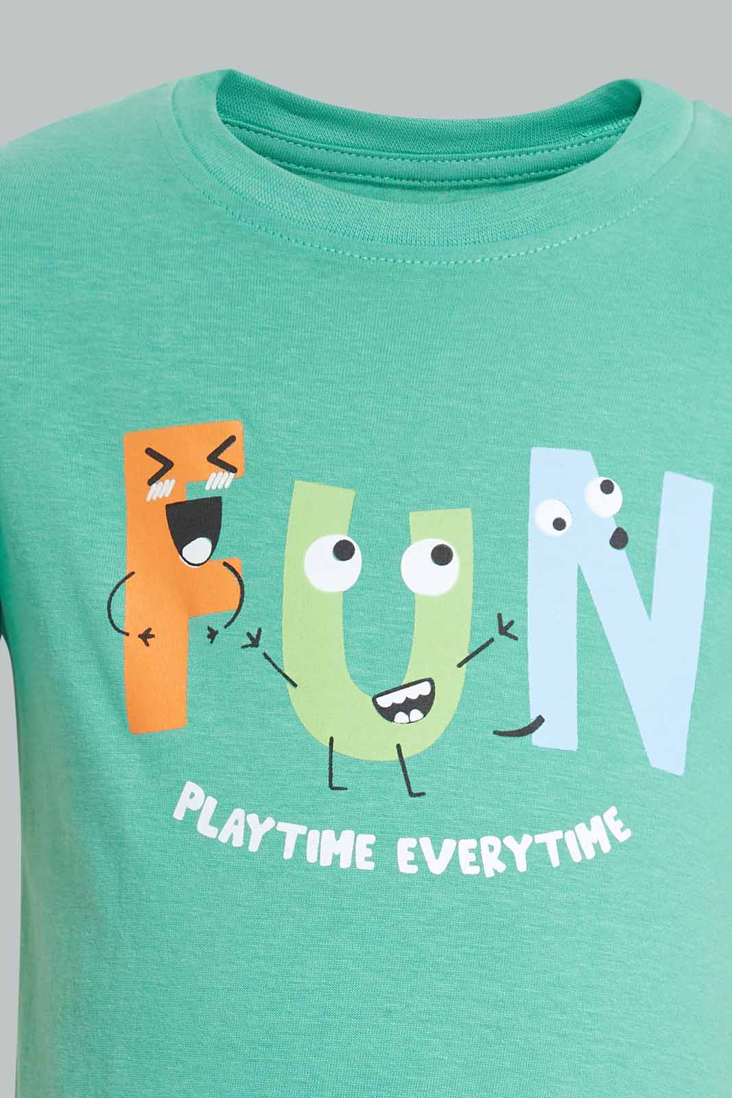 Redtag-Green-Fun-Tshirt-Short-Sleeve-Category:T-Shirts,-Colour:Green,-Deals:New-In,-Filter:Infant-Boys-(3-to-24-Mths),-INB-T-Shirts,-New-In-INB-APL,-Non-Sale,-Section:Boys-(0-to-14Yrs),-TBL,-W22A-Infant-Boys-3 to 24 Months
