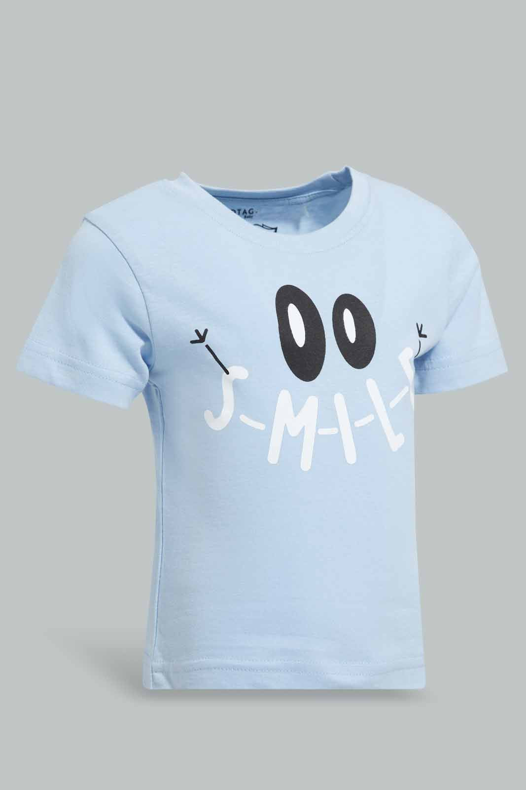 Redtag-Blue-Smile-Short-Slv-Tshirt-Category:T-Shirts,-Colour:Blue,-Deals:New-In,-Filter:Infant-Boys-(3-to-24-Mths),-INB-T-Shirts,-New-In-INB-APL,-Non-Sale,-Section:Boys-(0-to-14Yrs),-TBL,-W22A-Infant-Boys-3 to 24 Months