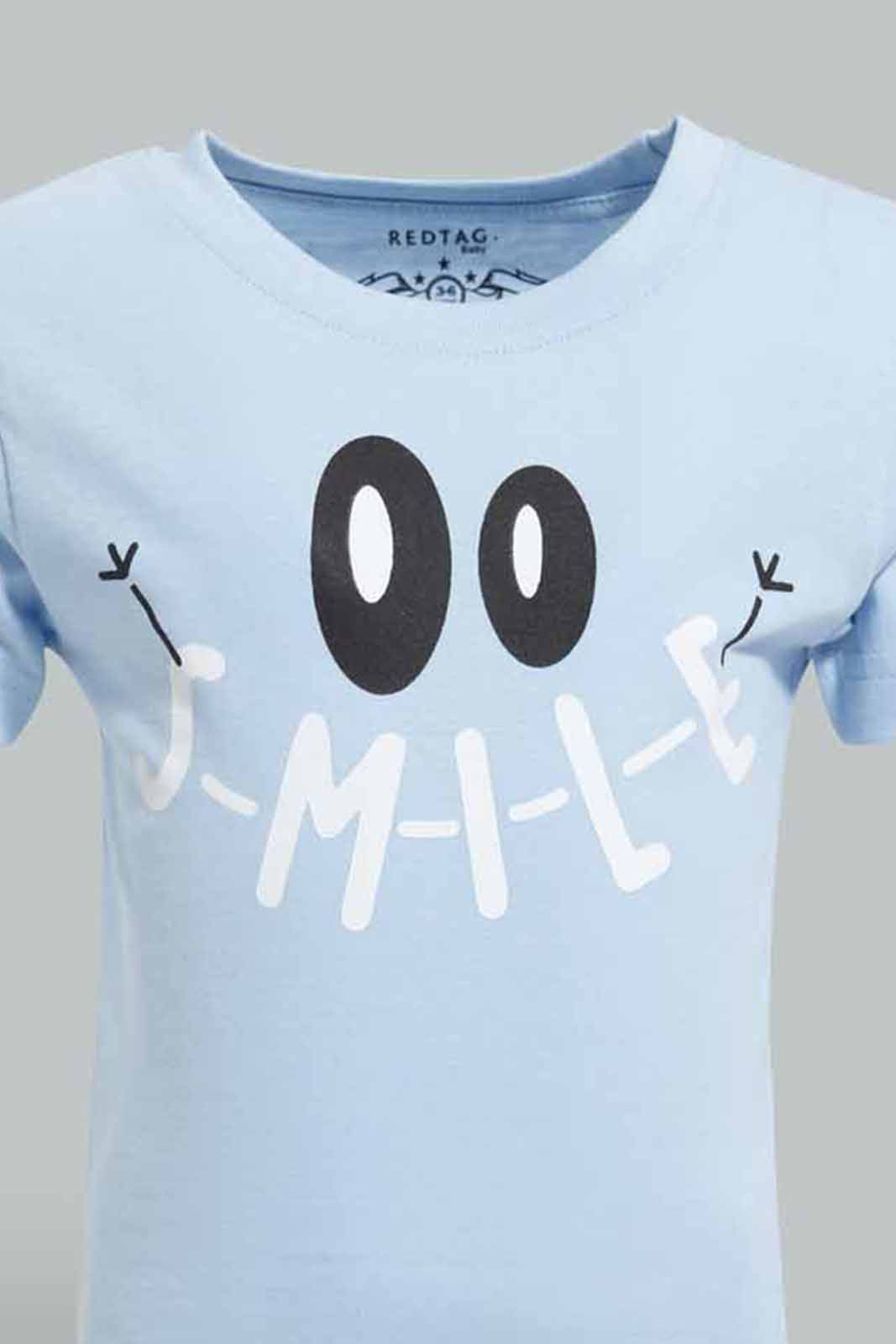 Redtag-Blue-Smile-Short-Slv-Tshirt-Category:T-Shirts,-Colour:Blue,-Deals:New-In,-Filter:Infant-Boys-(3-to-24-Mths),-INB-T-Shirts,-New-In-INB-APL,-Non-Sale,-Section:Boys-(0-to-14Yrs),-TBL,-W22A-Infant-Boys-3 to 24 Months