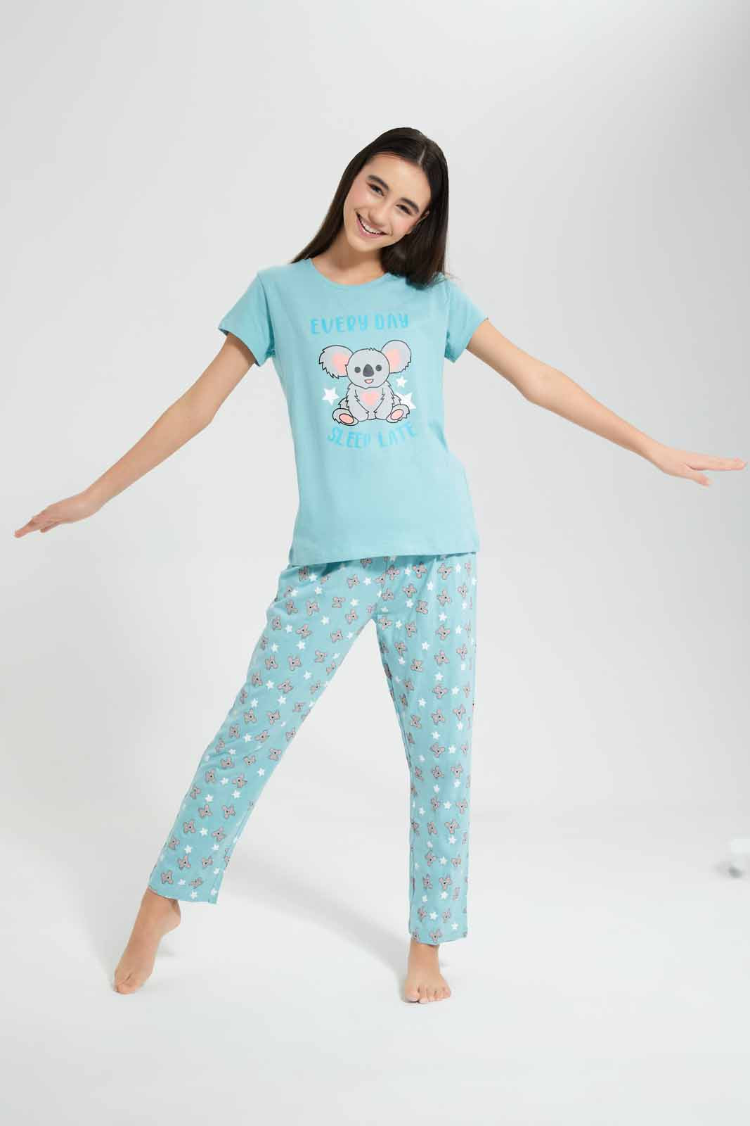 Redtag-Mint-Pyjama-Sets-Category:Pyjama-Sets,-Colour:Assorted,-Deals:New-In,-Filter:Senior-Girls-(9-to-14-Yrs),-GSR-Pyjama-Sets,-New-In-GSR-APL,-Non-Sale,-Section:Girls-(0-to-14Yrs),-W22O-Senior-Girls-9 to 14 Years