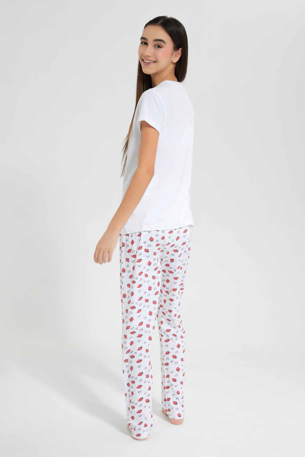 White Strawberry Pyjama Set (2 Piece)