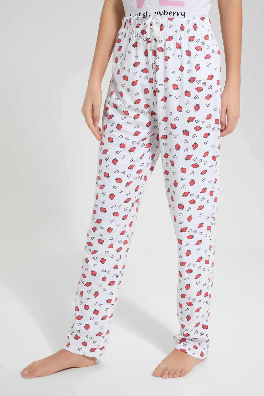 White Strawberry Pyjama Set (2 Piece)