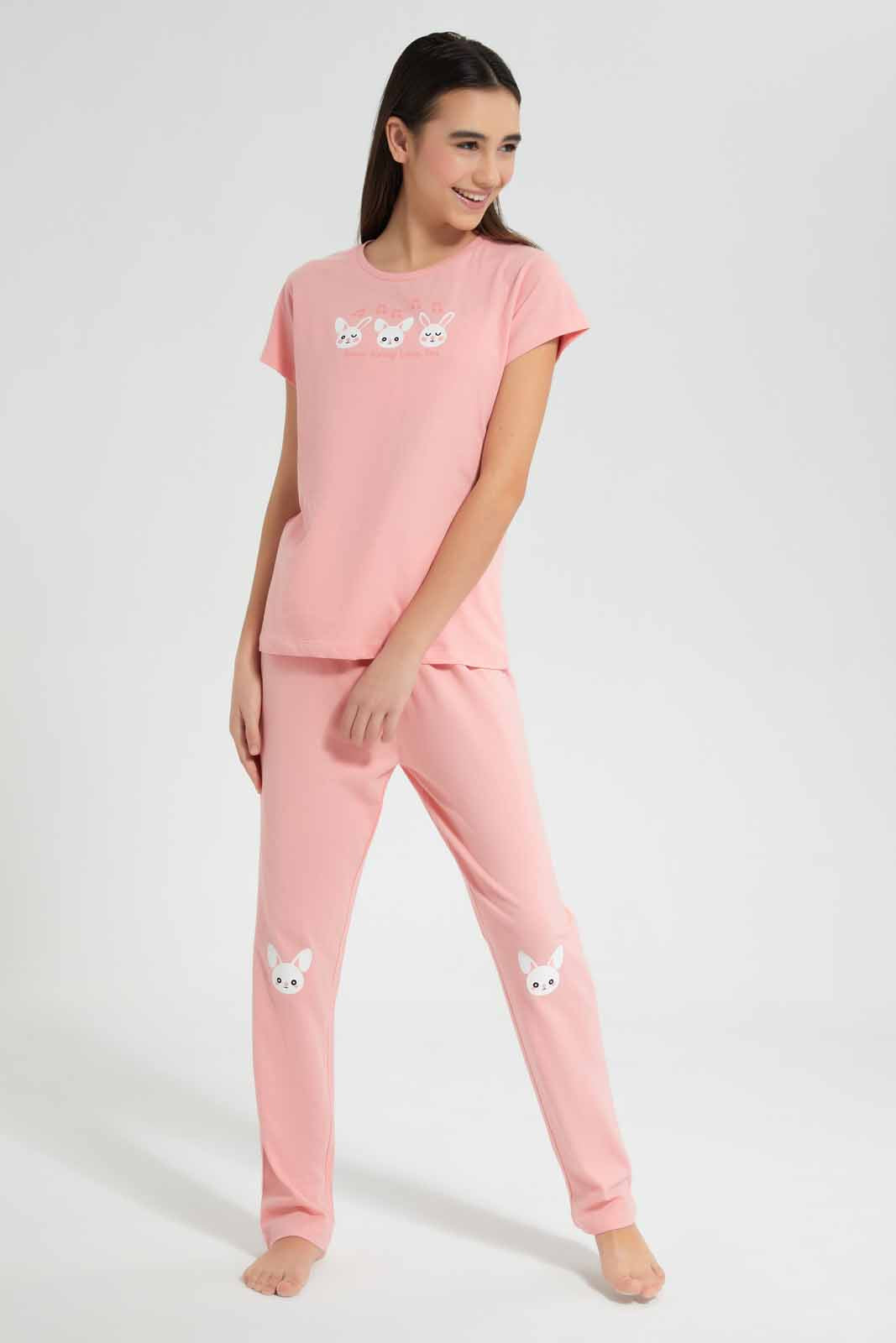 Redtag-Pink-Teddy-Bear-Pyjama-Sets-Category:Pyjama-Sets,-Colour:Assorted,-Deals:New-In,-Filter:Senior-Girls-(9-to-14-Yrs),-GSR-Pyjama-Sets,-New-In-GSR-APL,-Non-Sale,-Section:Girls-(0-to-14Yrs),-W22O-Senior-Girls-9 to 14 Years