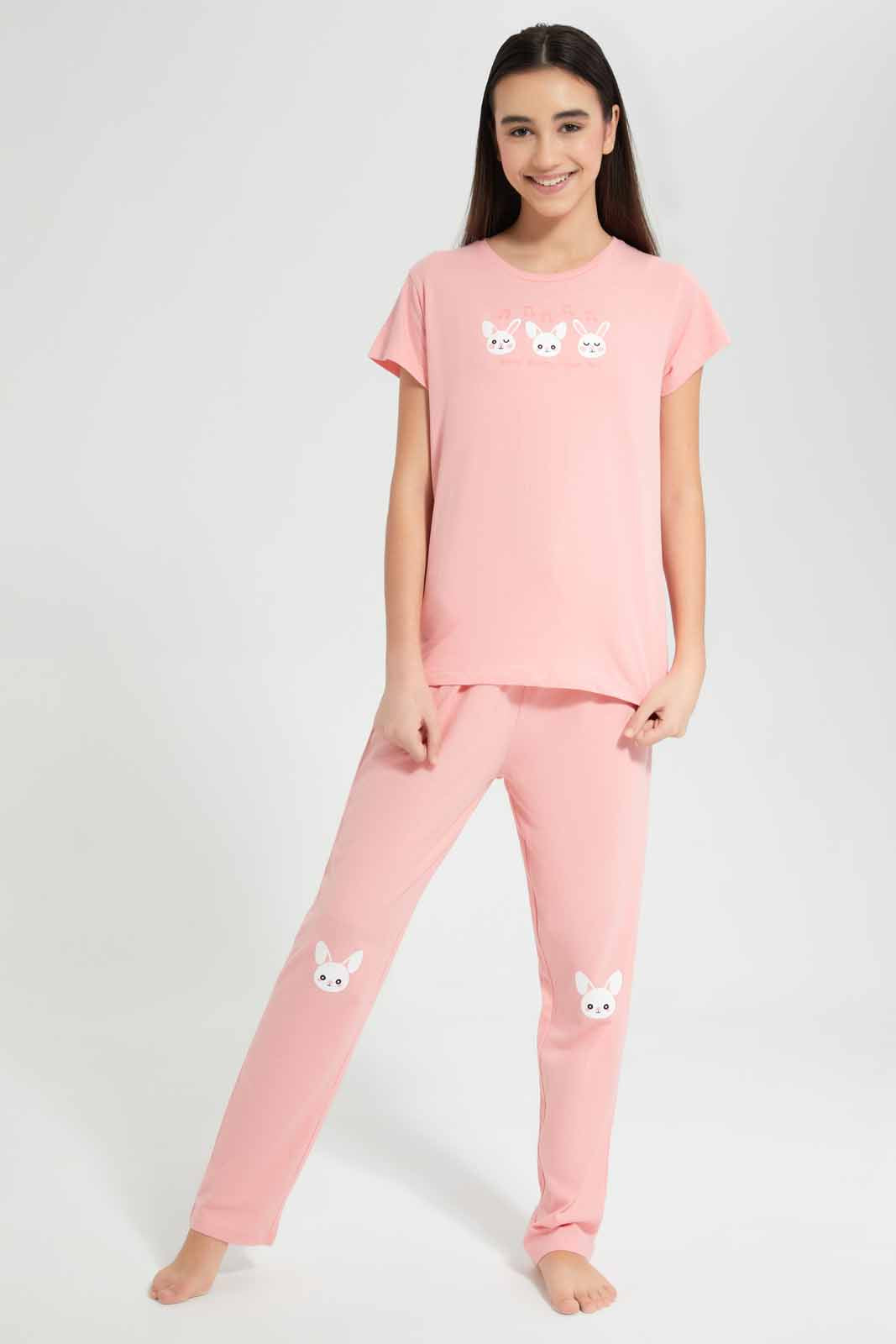 Redtag-Pink-Teddy-Bear-Pyjama-Sets-Category:Pyjama-Sets,-Colour:Assorted,-Deals:New-In,-Filter:Senior-Girls-(9-to-14-Yrs),-GSR-Pyjama-Sets,-New-In-GSR-APL,-Non-Sale,-Section:Girls-(0-to-14Yrs),-W22O-Senior-Girls-9 to 14 Years