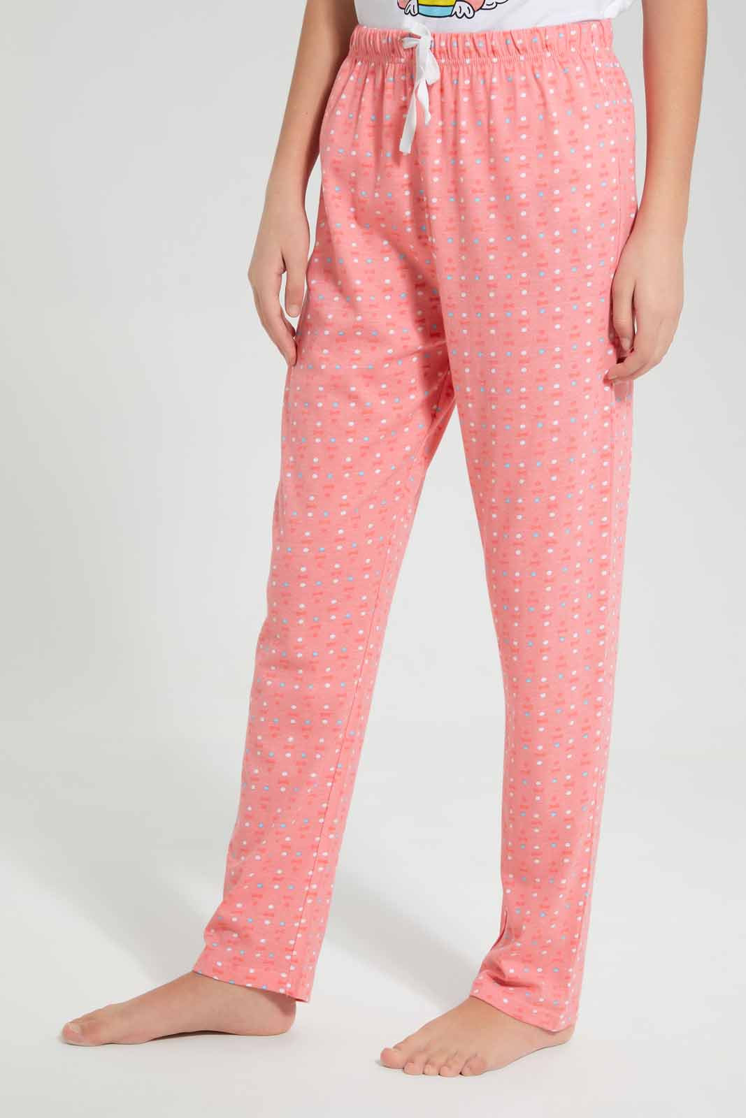 White And Pink Pyjama Set (2 Piece)