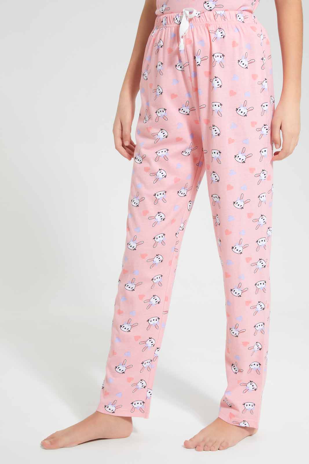 Redtag-Pink-Teddy-Print-Pyjama-Sets-Category:Pyjama-Sets,-Colour:Assorted,-Deals:New-In,-Filter:Senior-Girls-(9-to-14-Yrs),-GSR-Pyjama-Sets,-New-In-GSR-APL,-Non-Sale,-Section:Girls-(0-to-14Yrs),-W22O-Senior-Girls-9 to 14 Years