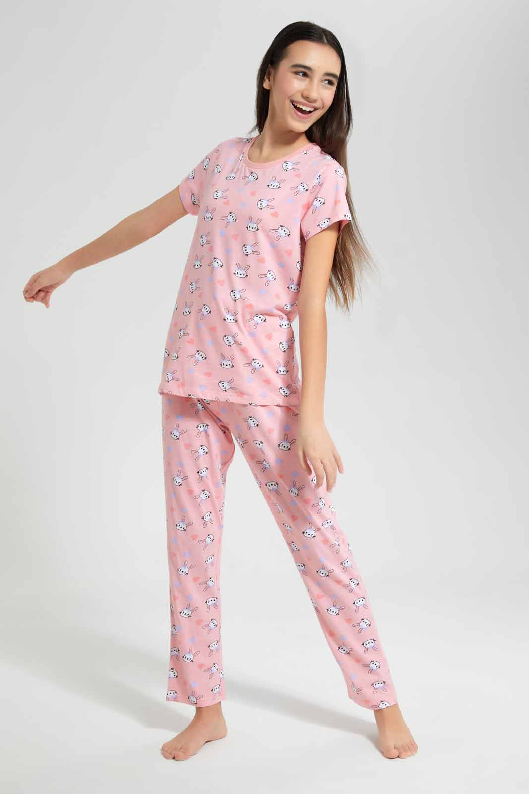 Redtag-Pink-Teddy-Print-Pyjama-Sets-Category:Pyjama-Sets,-Colour:Assorted,-Deals:New-In,-Filter:Senior-Girls-(9-to-14-Yrs),-GSR-Pyjama-Sets,-New-In-GSR-APL,-Non-Sale,-Section:Girls-(0-to-14Yrs),-W22O-Senior-Girls-9 to 14 Years