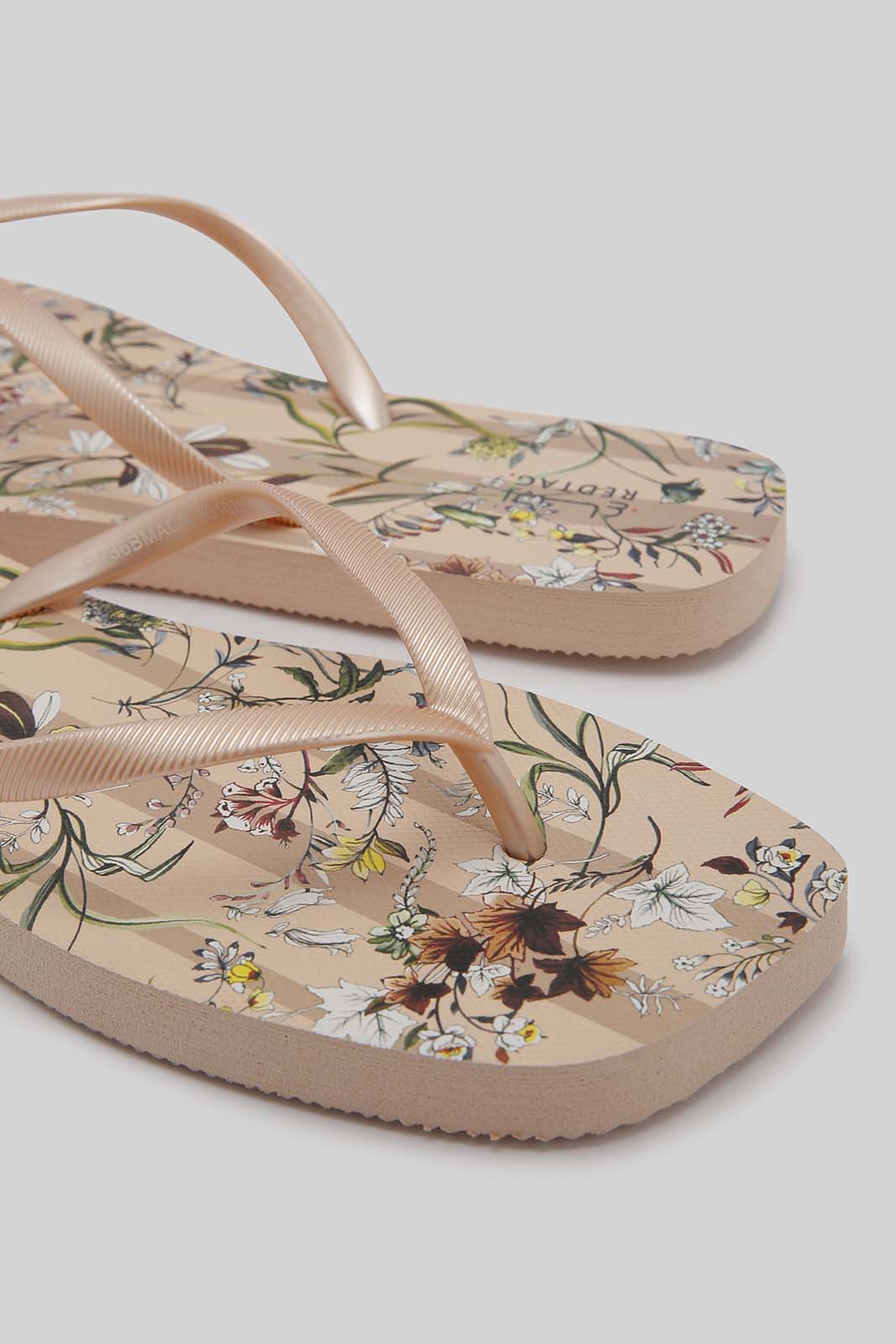 Redtag-Ivory-Floral-Print-Flip-Flop-Category:Flip-Flops,-Colour:Ivory,-Deals:New-In,-Filter:Women's-Footwear,-New-In-Women-FOO,-Non-Sale,-Section:Women,-W22B,-Women-Flip-Flops-Women's-