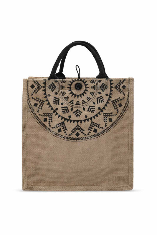 Redtag-Beige/Black-Jute-Shopping-Bag-With-Pocket-Category:Bags,-Colour:Multicolour,-Dept:Home,-Filter:Travel-Accessories,-LUG-Bags,-New-In,-New-In-LUG-ACC,-Non-Sale,-S23A,-Section:Homewares-Travel-Accessories-