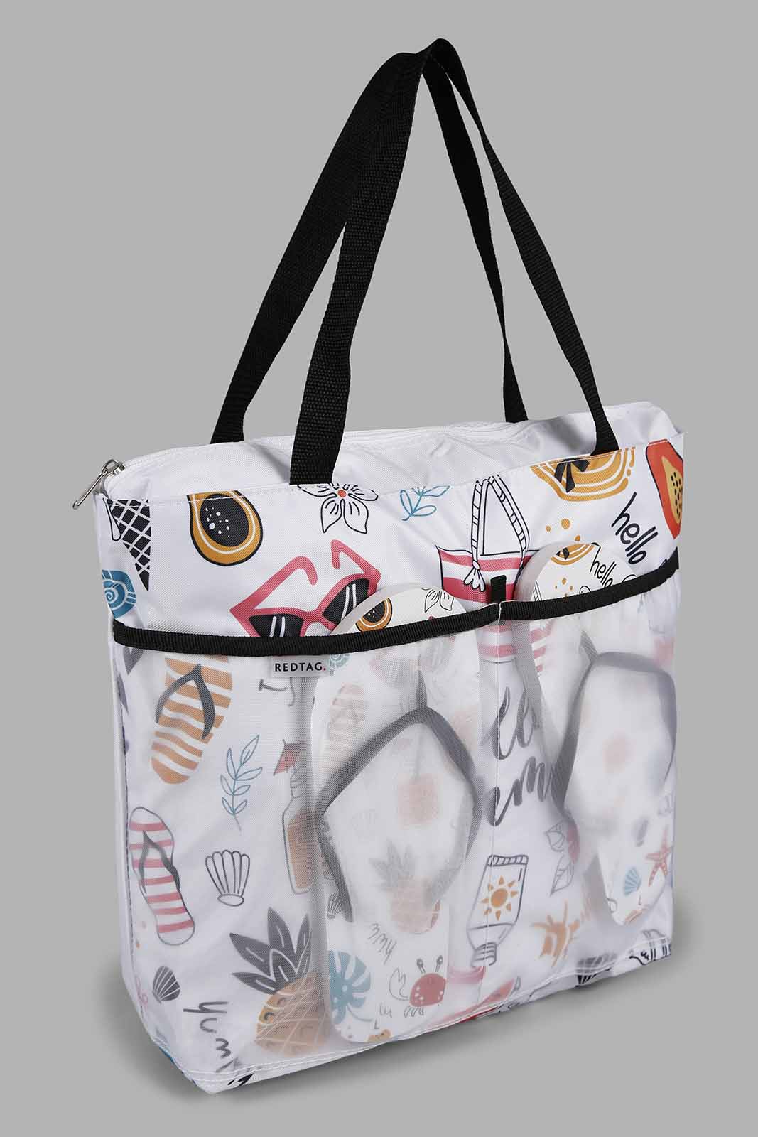 Redtag-Multi-Colour-Printed-Beach-Bag-With-Flip-Flop-Category:Bags,-Colour:Assorted,-Filter:Women's-Accessories,-New-In,-New-In-Women-ACC,-Non-Sale,-Section:Women,-W22A,-Women-Bags-Women-