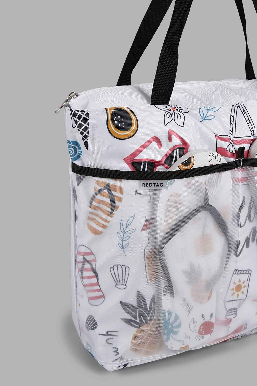 Redtag-Multi-Colour-Printed-Beach-Bag-With-Flip-Flop-Category:Bags,-Colour:Assorted,-Filter:Women's-Accessories,-New-In,-New-In-Women-ACC,-Non-Sale,-Section:Women,-W22A,-Women-Bags-Women-
