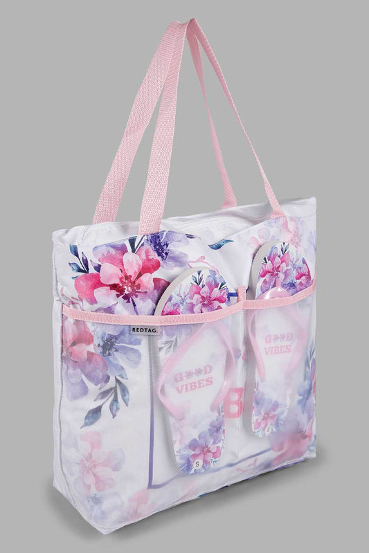 Redtag-Multi-Colour-Printed-Beach-Bag-With-Flip-Flop-Category:Bags,-Colour:Assorted,-Filter:Women's-Accessories,-New-In,-New-In-Women-ACC,-Non-Sale,-Section:Women,-W22A,-Women-Bags-Women-