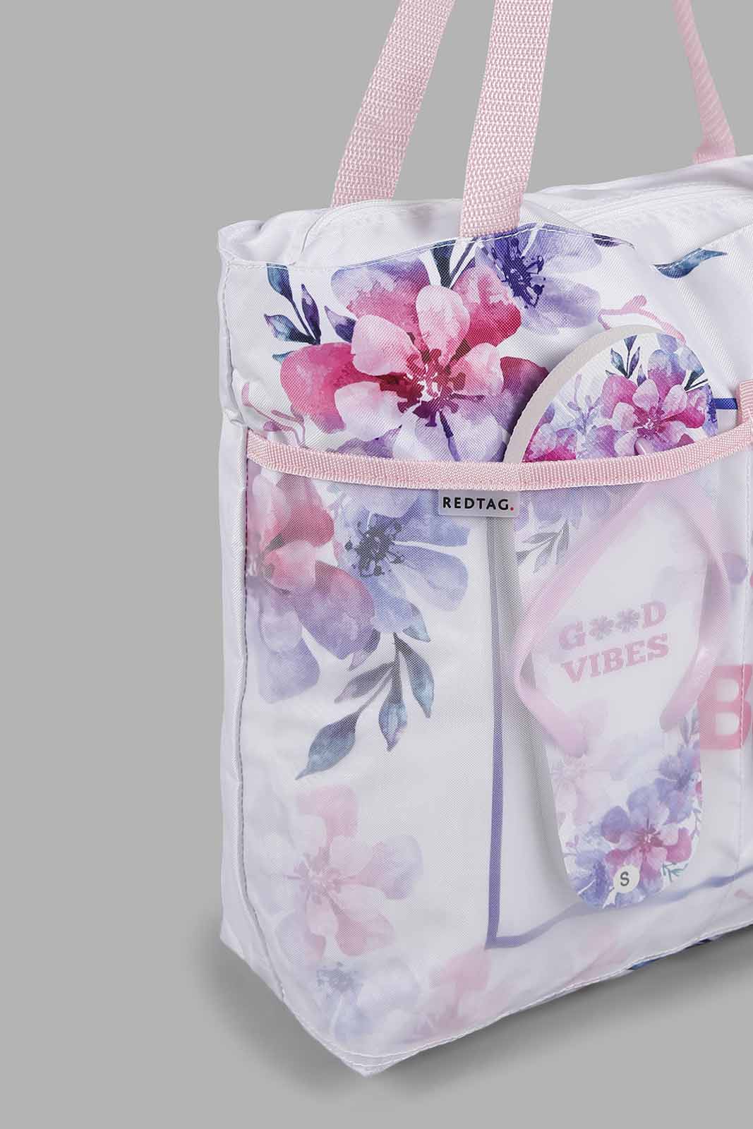 Redtag-Multi-Colour-Printed-Beach-Bag-With-Flip-Flop-Category:Bags,-Colour:Assorted,-Filter:Women's-Accessories,-New-In,-New-In-Women-ACC,-Non-Sale,-Section:Women,-W22A,-Women-Bags-Women-
