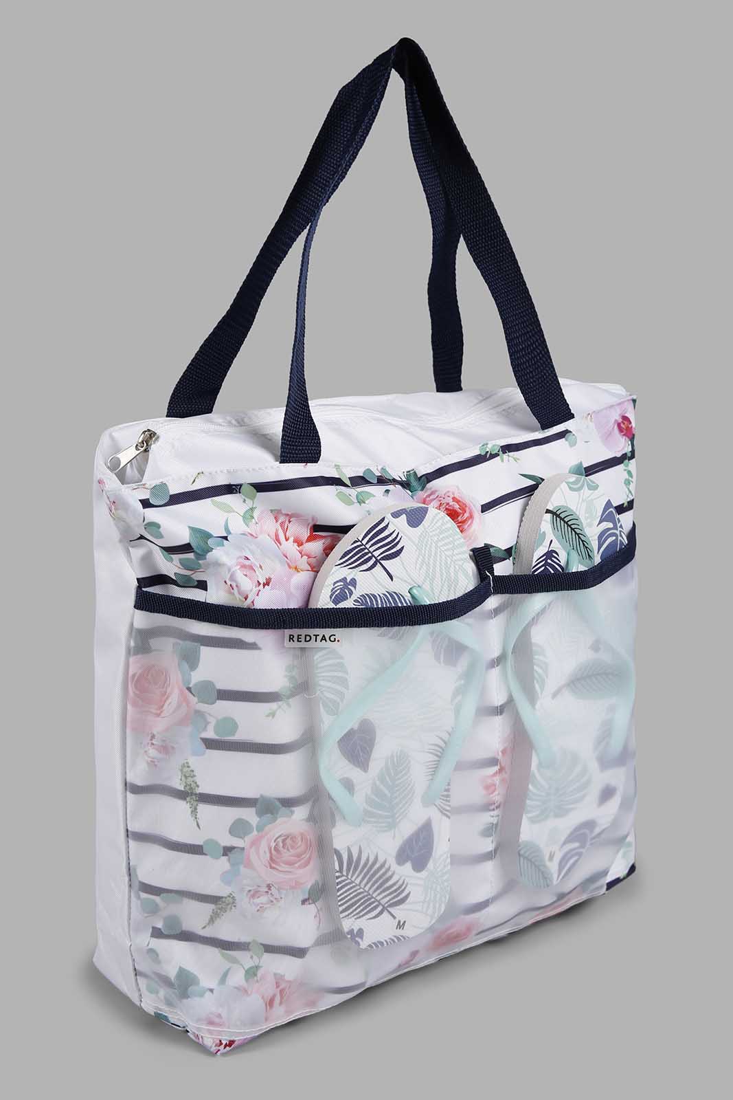 Redtag-Multi-Colour-Printed-Beach-Bag-With-Flip-Flop-Category:Bags,-Colour:Assorted,-Filter:Women's-Accessories,-New-In,-New-In-Women-ACC,-Non-Sale,-Section:Women,-W22A,-Women-Bags-Women-