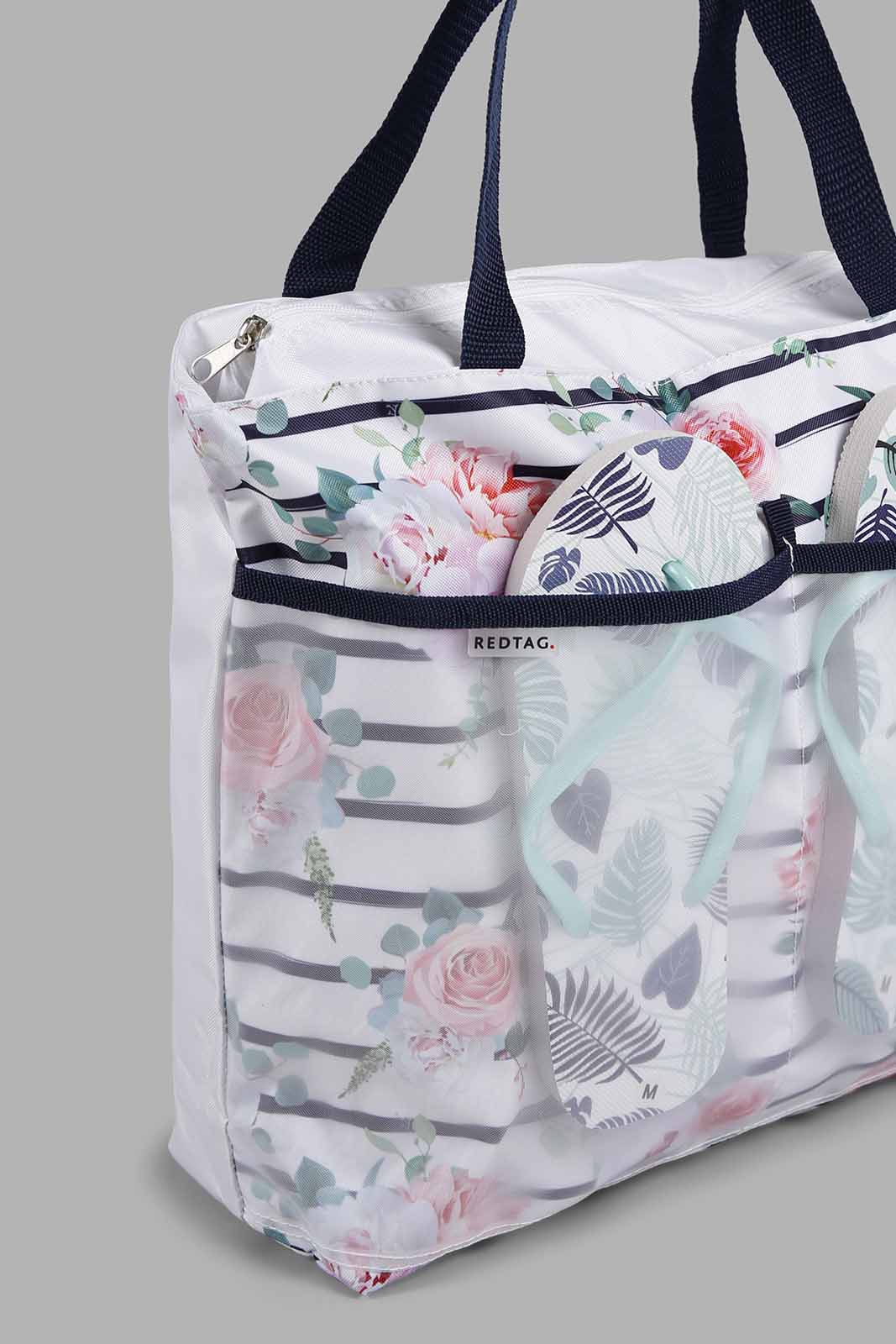 Redtag-Multi-Colour-Printed-Beach-Bag-With-Flip-Flop-Category:Bags,-Colour:Assorted,-Filter:Women's-Accessories,-New-In,-New-In-Women-ACC,-Non-Sale,-Section:Women,-W22A,-Women-Bags-Women-