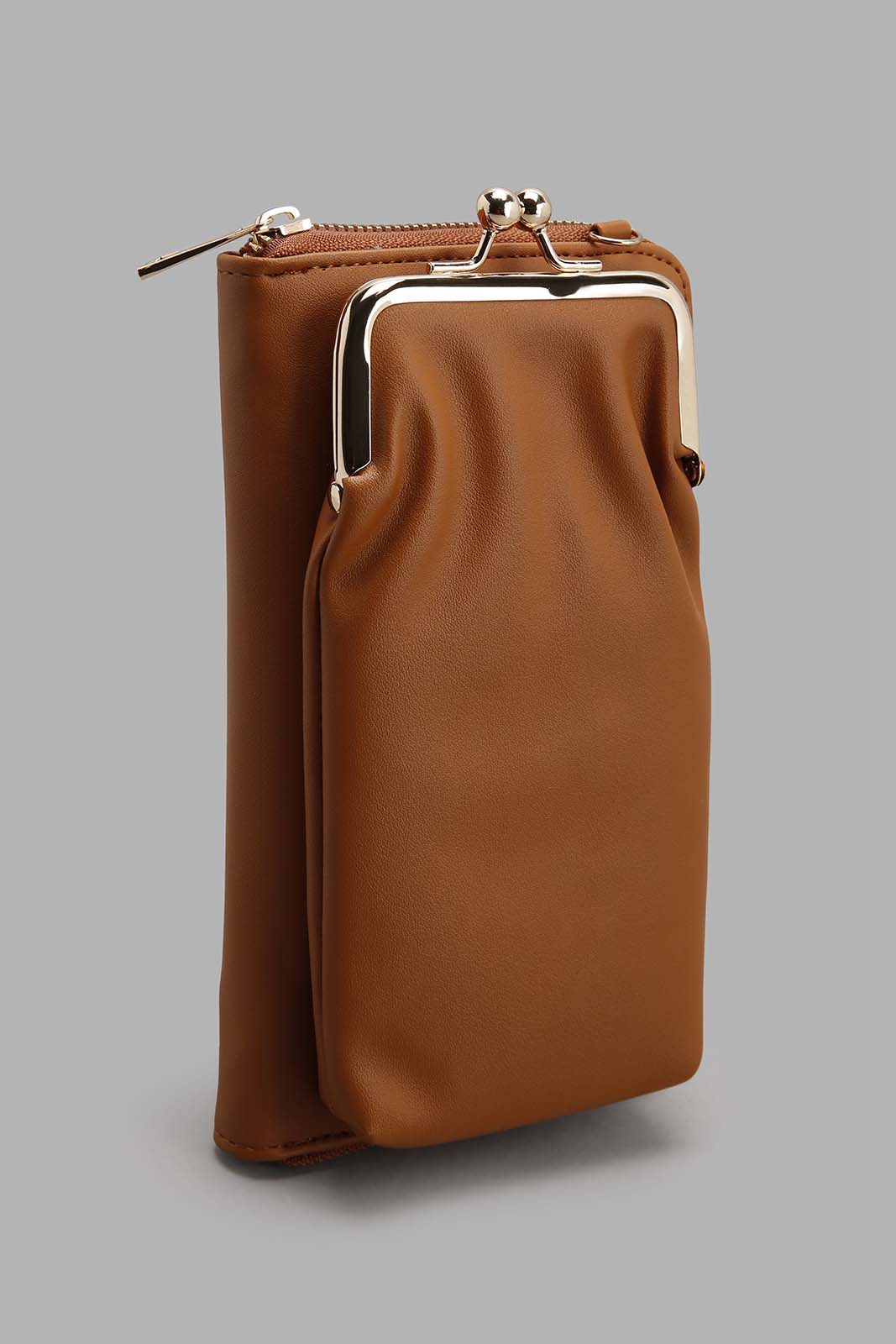 Redtag-Tan-Quilted-Mobile-Purse-Category:Bags,-Colour:Tan,-Filter:Women's-Accessories,-New-In,-New-In-Women-ACC,-Non-Sale,-Section:Women,-W22A,-Women-Bags-Women-