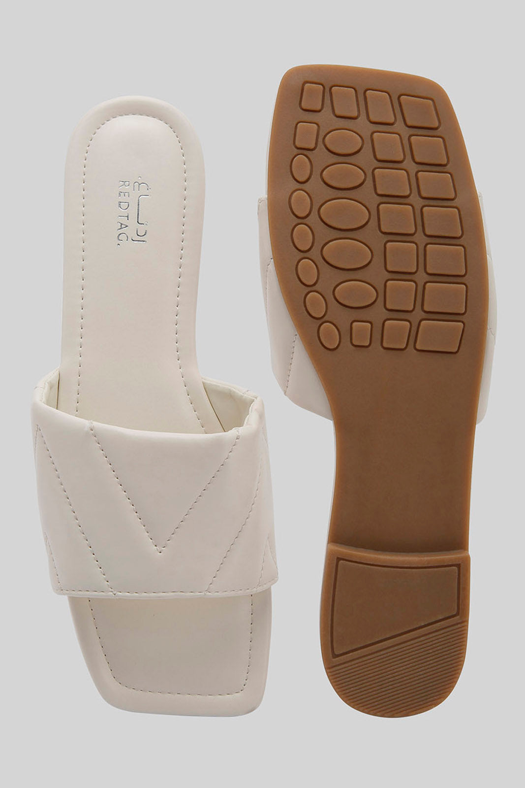 Redtag-Ivory-Quilt-Mule-Category:Sandals,-Colour:Ivory,-Deals:New-In,-Dept:Ladieswear,-Filter:Women's-Footwear,-LEC-Sandals,-New-In-Women-FOO,-Non-Sale,-Section:Women,-W22B-Women's-