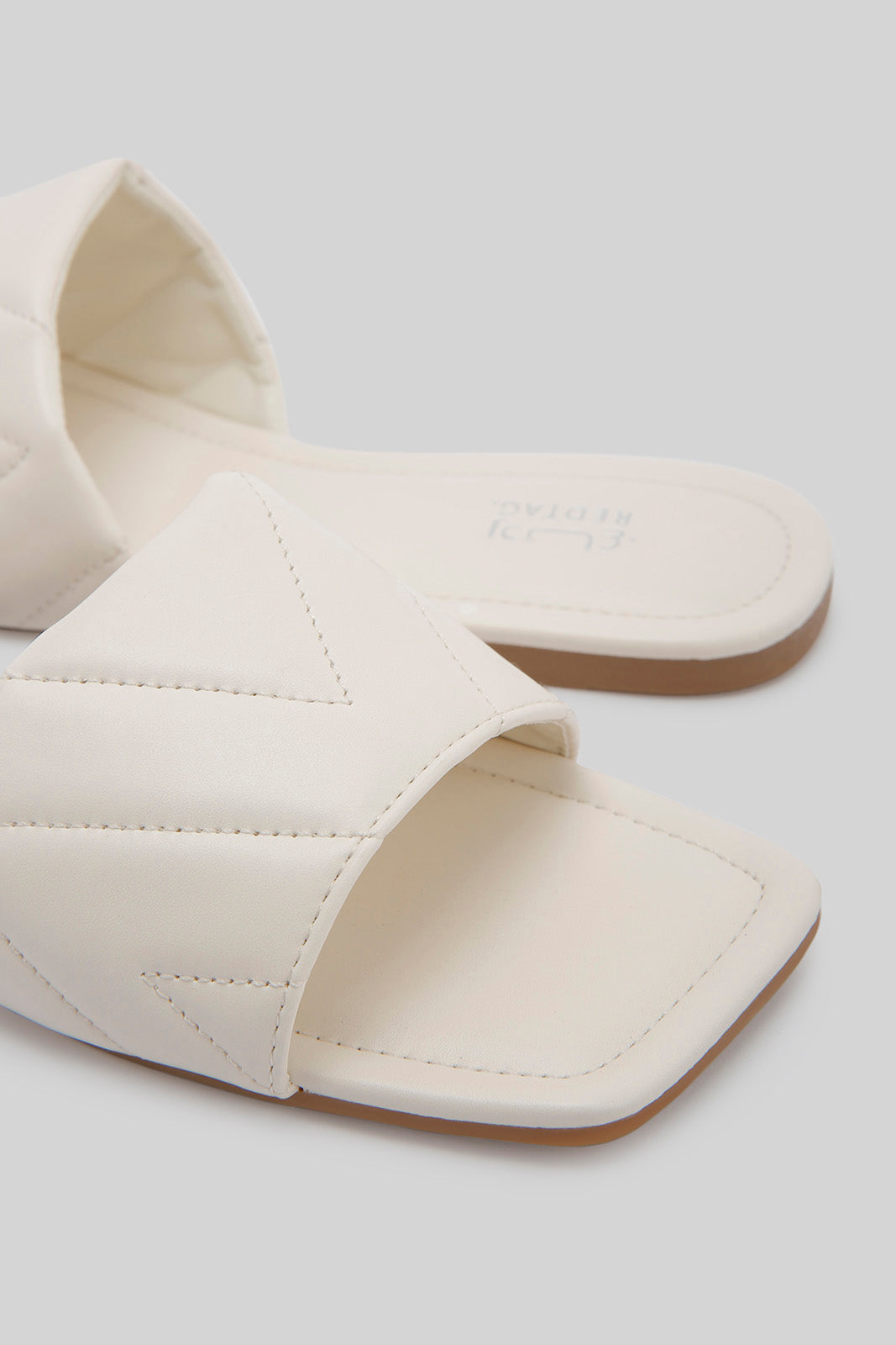 Redtag-Ivory-Quilt-Mule-Category:Sandals,-Colour:Ivory,-Deals:New-In,-Dept:Ladieswear,-Filter:Women's-Footwear,-LEC-Sandals,-New-In-Women-FOO,-Non-Sale,-Section:Women,-W22B-Women's-