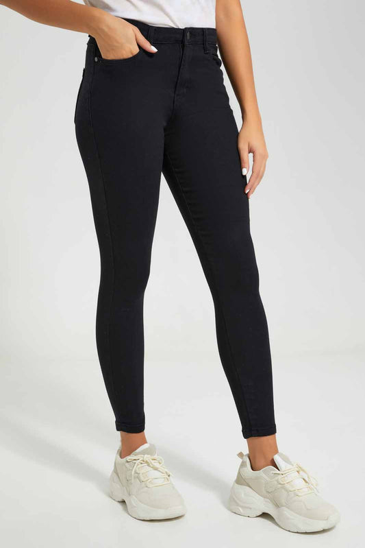 Redtag-Black-Skinny-Mid-Waist-Jeans-Category:Jeans,-Colour:Black,-Deals:New-In,-Filter:Women's-Clothing,-New-In-Women-APL,-Non-Sale,-Section:Women,-TBL,-W22O,-Women-Jeans-Women's-