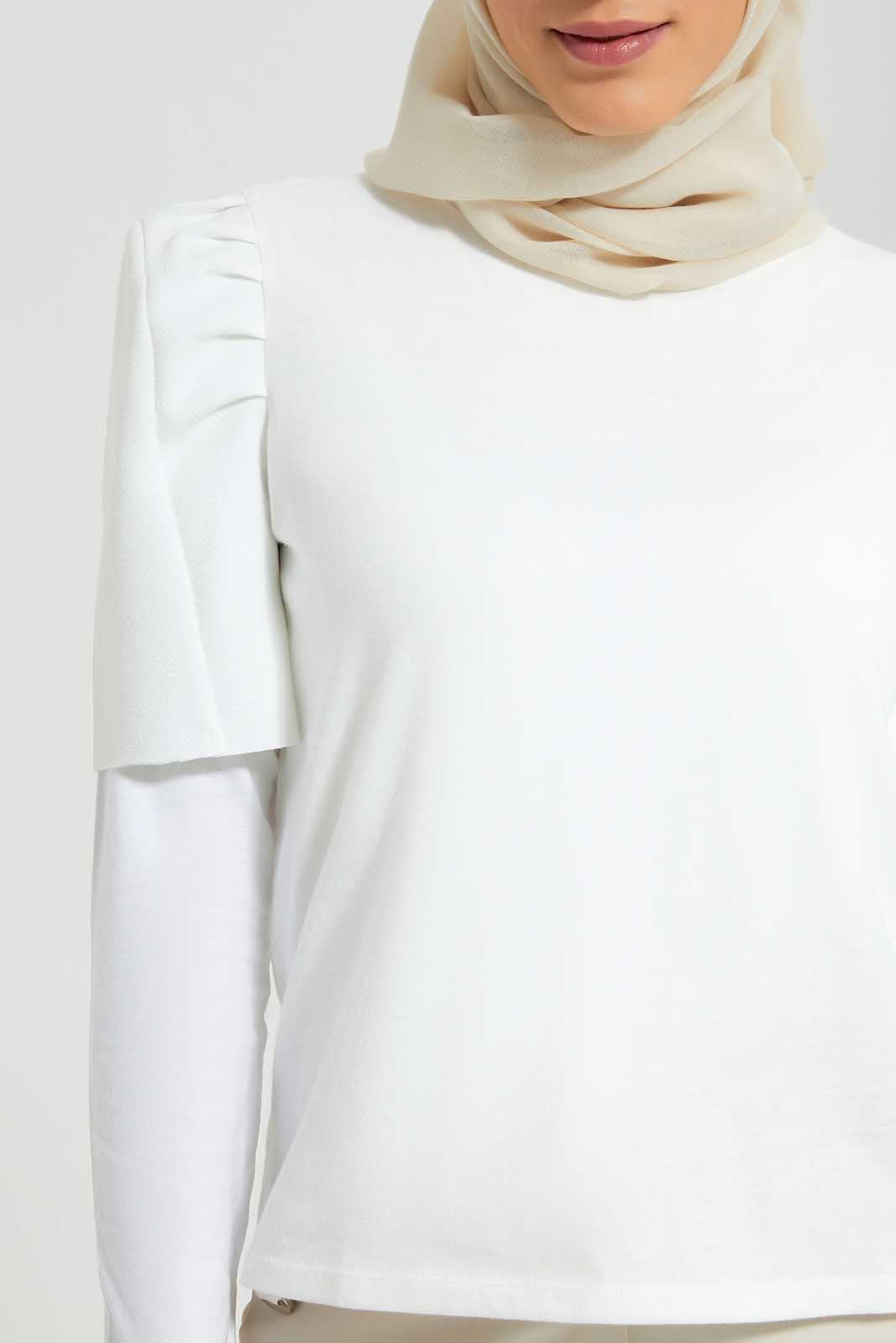 Ivory Jersey Top Puff Sleeve