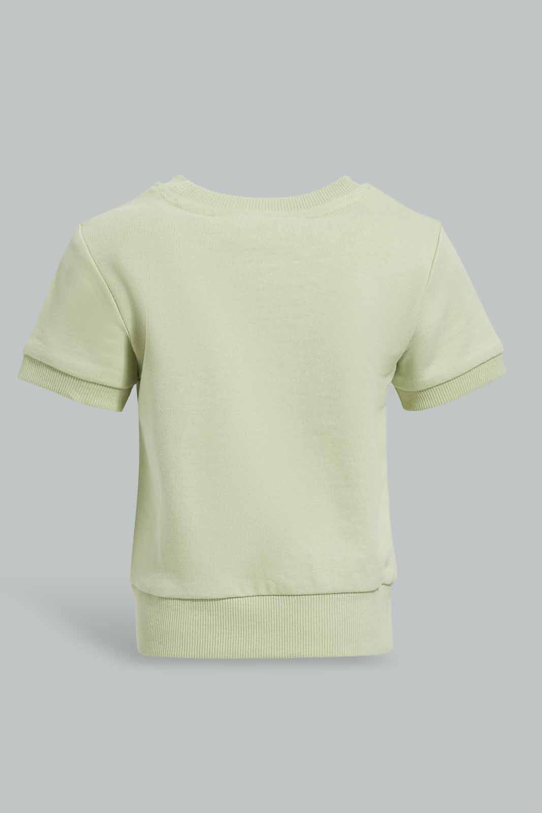 Redtag-Lime-Green-Dino-Short-Sleeve-Sweatshirts-Category:Sweatshirts,-Colour:Green,-Deals:New-In,-Filter:Infant-Boys-(3-to-24-Mths),-INB-Sweatshirts,-New-In-INB-APL,-Non-Sale,-Section:Boys-(0-to-14Yrs),-TBL,-W22A-Infant-Boys-3 to 24 Months