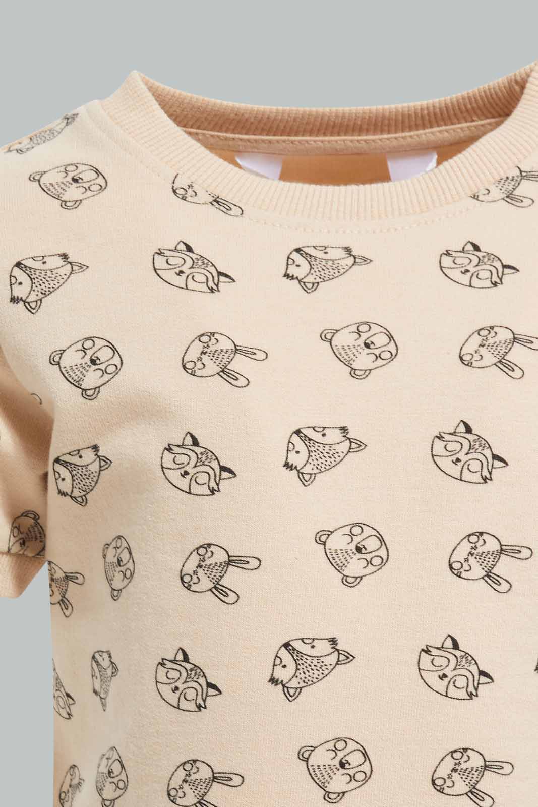 Redtag-Brown-Printed-Short-Sleeve-Sweatshirts-Category:Sweatshirts,-Colour:Brown,-Deals:New-In,-Filter:Infant-Boys-(3-to-24-Mths),-INB-Sweatshirts,-New-In-INB-APL,-Non-Sale,-Section:Boys-(0-to-14Yrs),-TBL,-W22A-Infant-Boys-3 to 24 Months