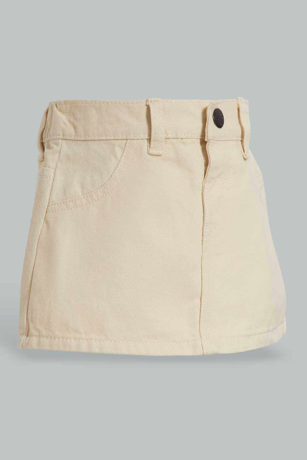 Redtag-Beige-Solid-Twill-Skirt-Category:Skirts,-Colour:Beige,-Deals:New-In,-Filter:Infant-Girls-(3-to-24-Mths),-ING-Skirts,-New-In-ING-APL,-Non-Sale,-Section:Girls-(0-to-14Yrs),-W22O-Infant-Girls-3 to 24 Months