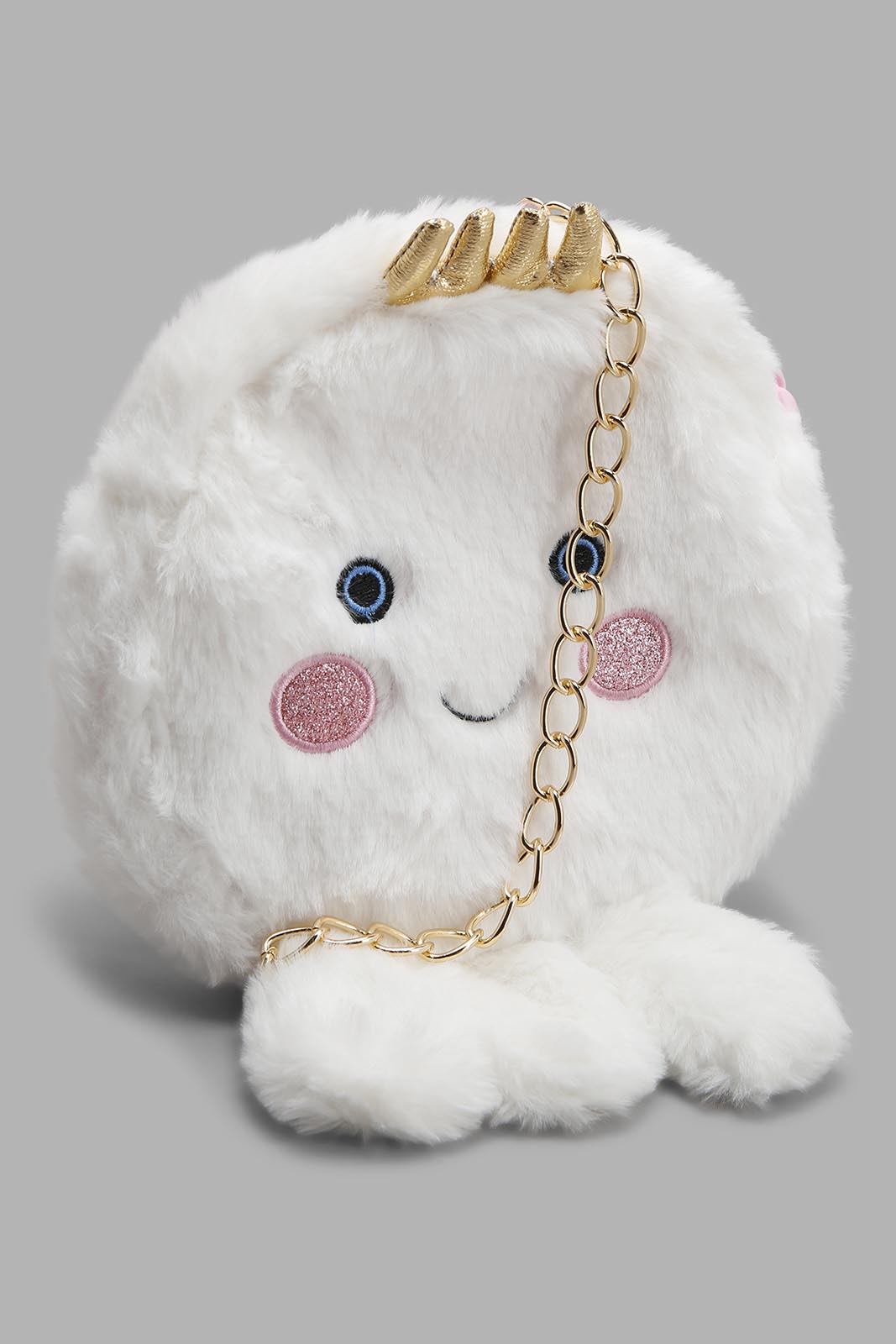 Redtag-White-Character-Faux-Fur-Crossbody-Category:Bags,-Colour:White,-Filter:Girls-Accessories,-GIR-Bags,-New-In,-New-In-GIR-ACC,-Non-Sale,-Section:Girls-(0-to-14Yrs),-W22A-Girls-