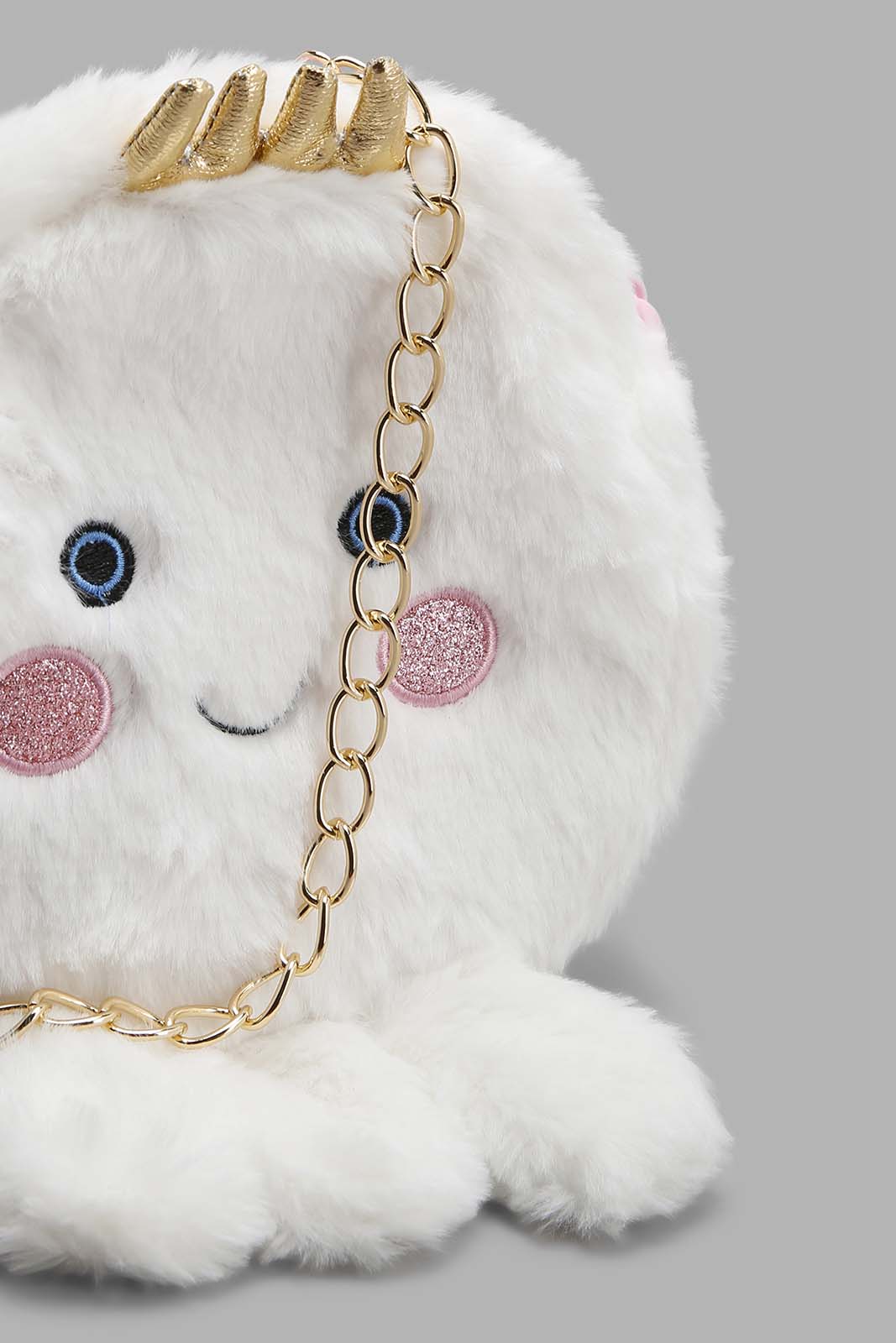 Redtag-White-Character-Faux-Fur-Crossbody-Category:Bags,-Colour:White,-Filter:Girls-Accessories,-GIR-Bags,-New-In,-New-In-GIR-ACC,-Non-Sale,-Section:Girls-(0-to-14Yrs),-W22A-Girls-