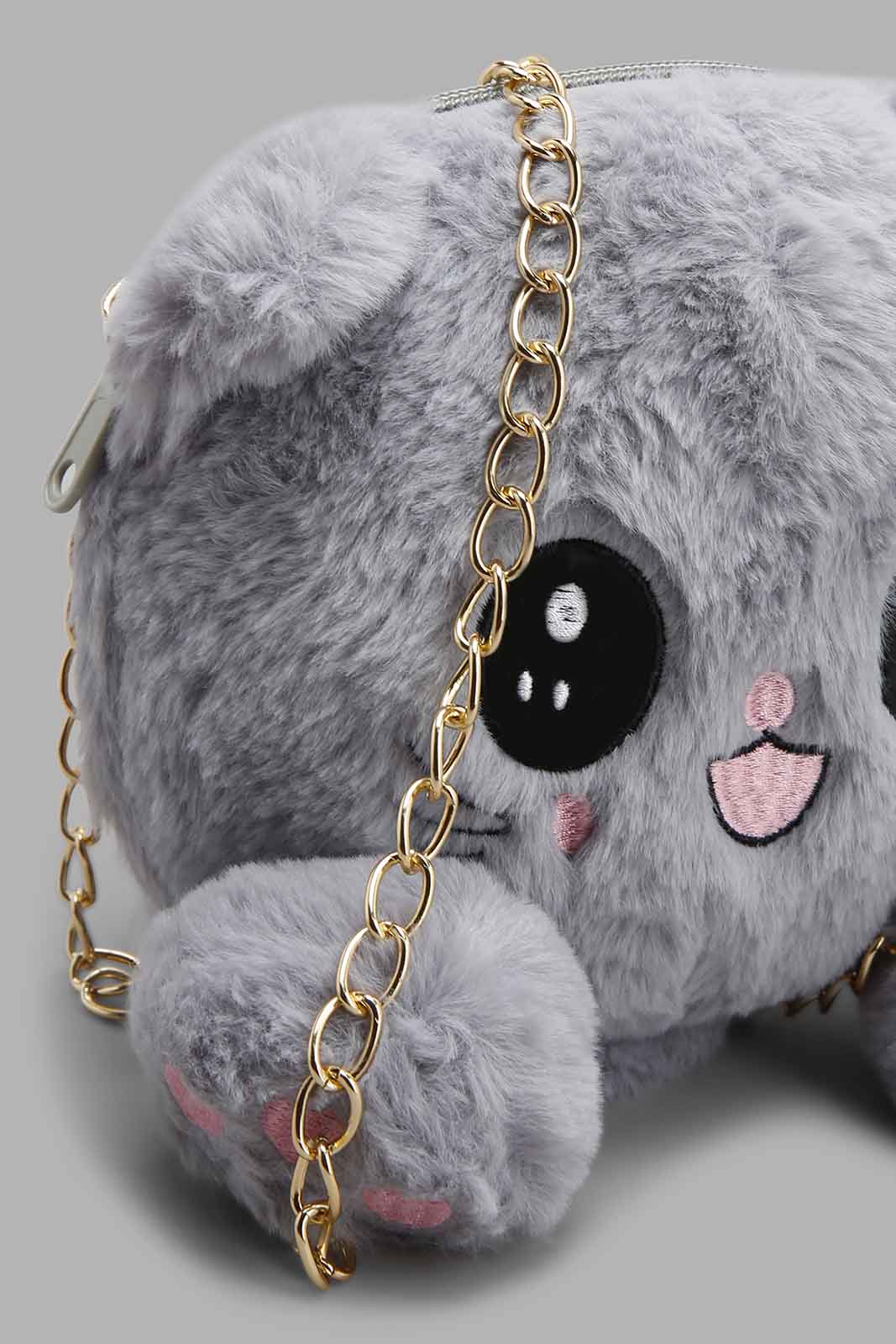 Redtag-Grey-Character-Faux-Fur-Crossbody-Category:Bags,-Colour:Grey,-Filter:Girls-Accessories,-GIR-Bags,-New-In,-New-In-GIR-ACC,-Non-Sale,-Section:Girls-(0-to-14Yrs),-W22A-Girls-