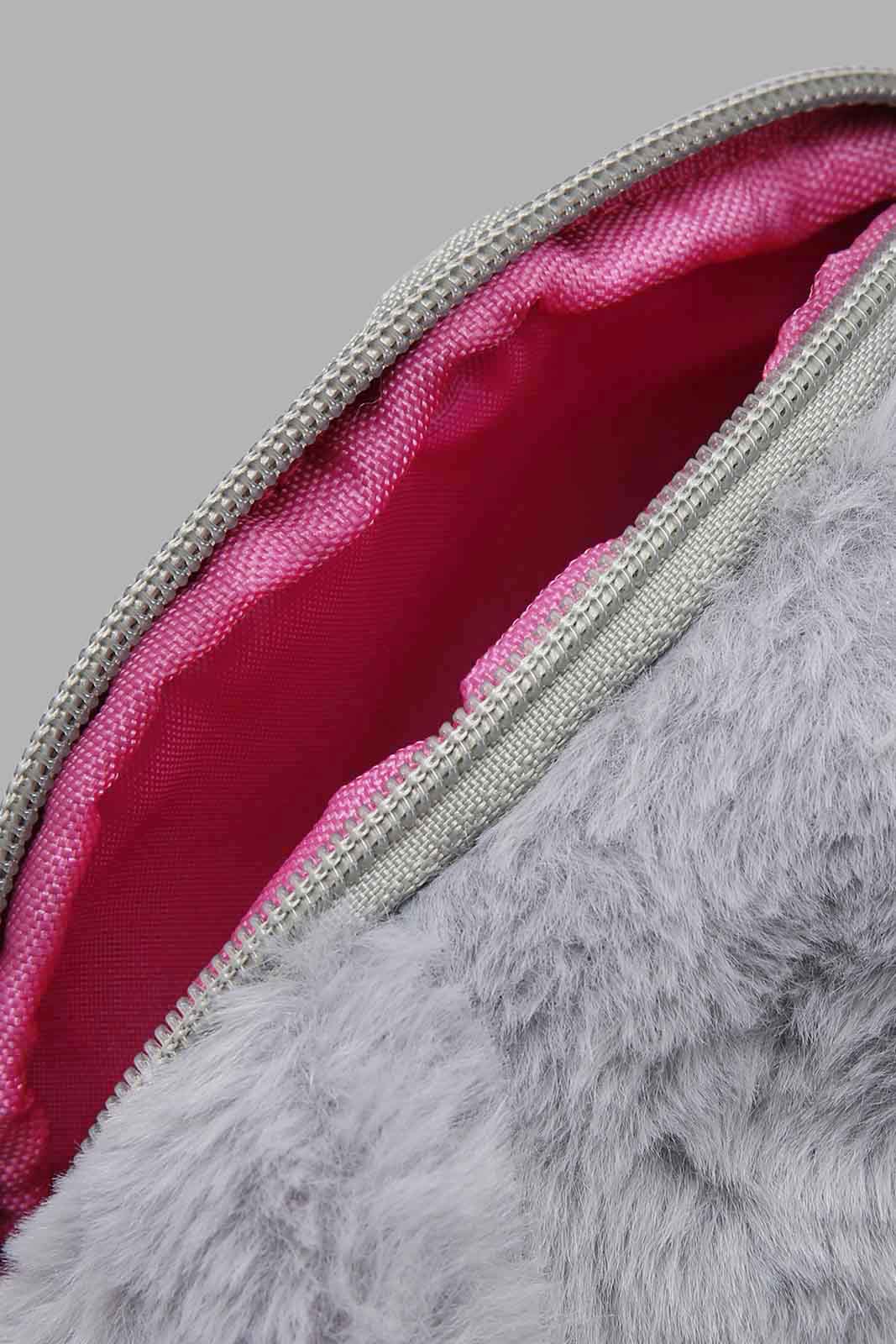 Redtag-Grey-Character-Faux-Fur-Crossbody-Category:Bags,-Colour:Grey,-Filter:Girls-Accessories,-GIR-Bags,-New-In,-New-In-GIR-ACC,-Non-Sale,-Section:Girls-(0-to-14Yrs),-W22A-Girls-