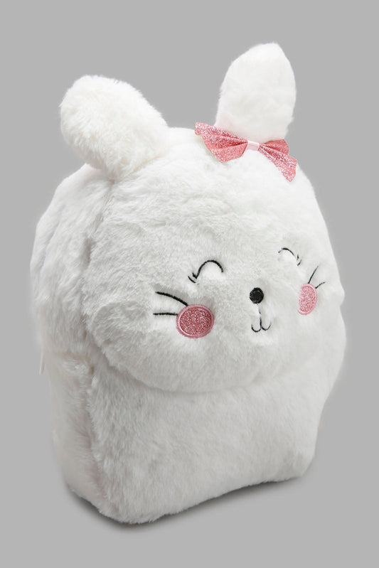 Redtag-White-Character-Faux-Fur-Backpack-Category:Bags,-Colour:White,-Filter:Girls-Accessories,-GIR-Bags,-New-In,-New-In-GIR-ACC,-Non-Sale,-Section:Girls-(0-to-14Yrs),-W22A-Girls-