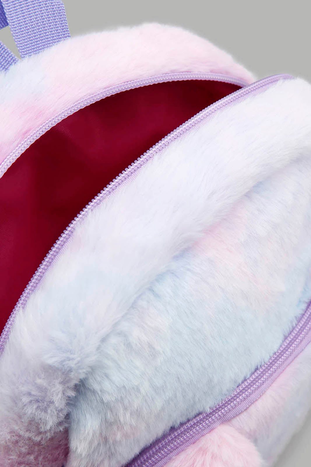 Redtag-Pink-N-Purple-Character-Faux-Fur-Backpack-Category:Bags,-Colour:Assorted,-Filter:Girls-Accessories,-GIR-Bags,-New-In,-New-In-GIR-ACC,-Non-Sale,-Section:Girls-(0-to-14Yrs),-W22A-Girls-