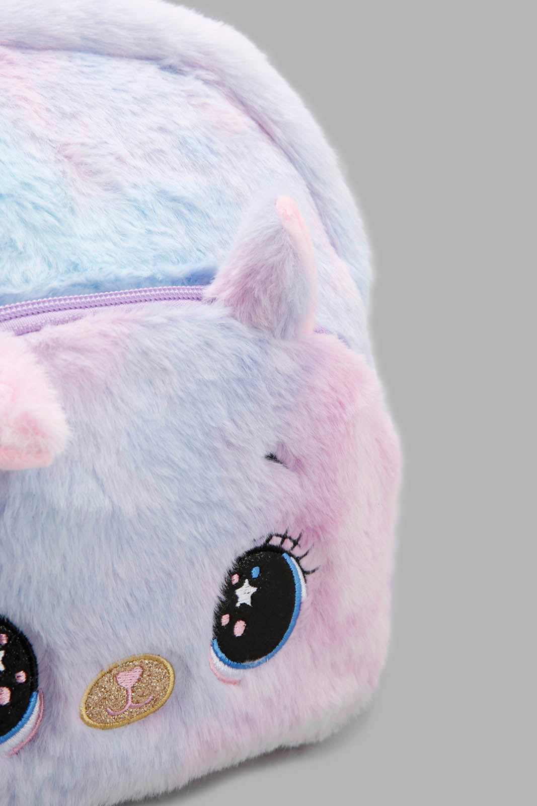 Redtag-Pink-N-Purple-Character-Faux-Fur-Backpack-Category:Bags,-Colour:Assorted,-Filter:Girls-Accessories,-GIR-Bags,-New-In,-New-In-GIR-ACC,-Non-Sale,-Section:Girls-(0-to-14Yrs),-W22A-Girls-