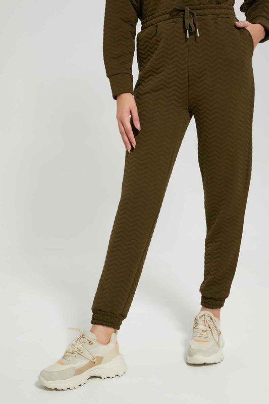 Women Olive Quilted Lounge Pant